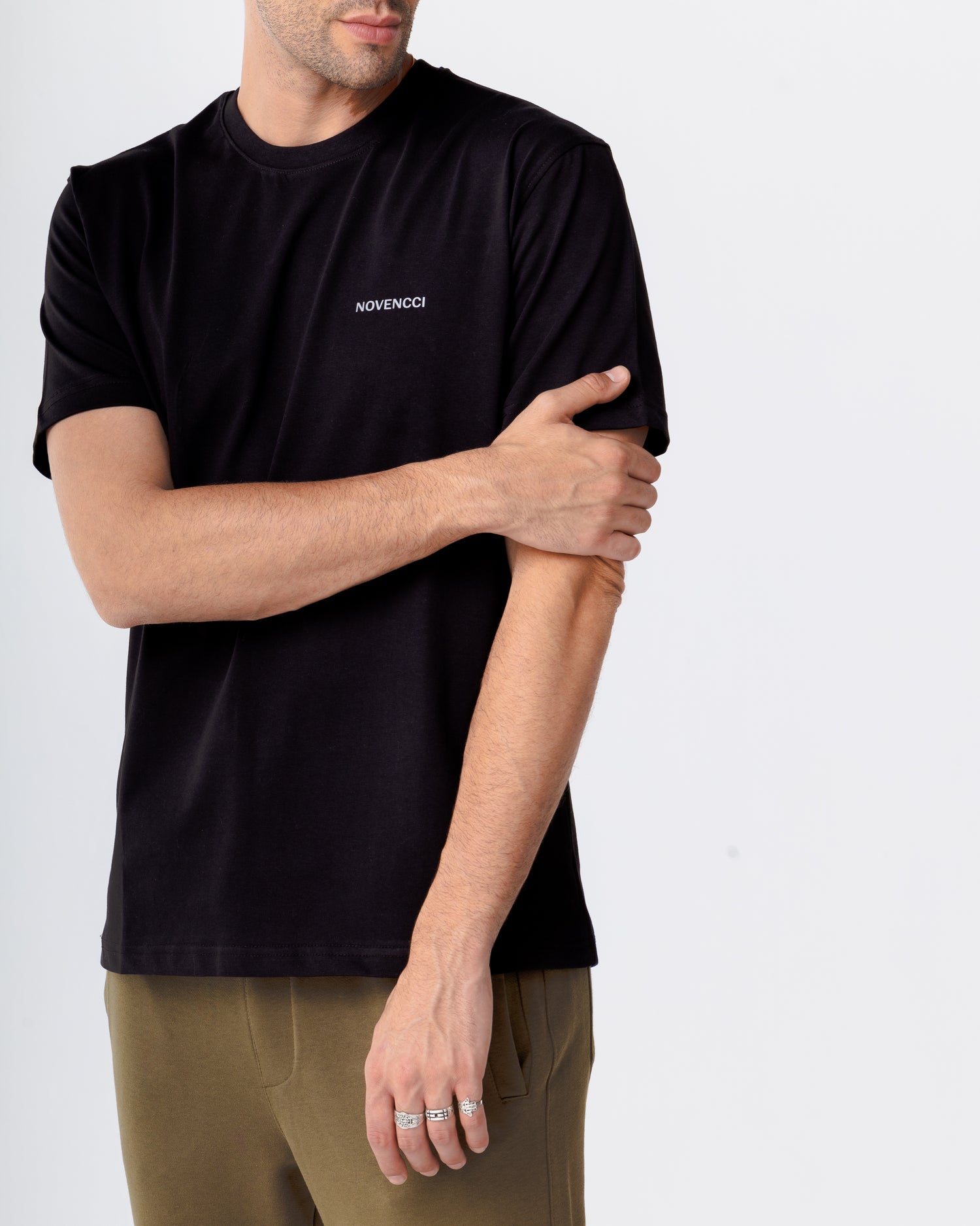 Basic Regular Black Novencci Reflective t-shirt.