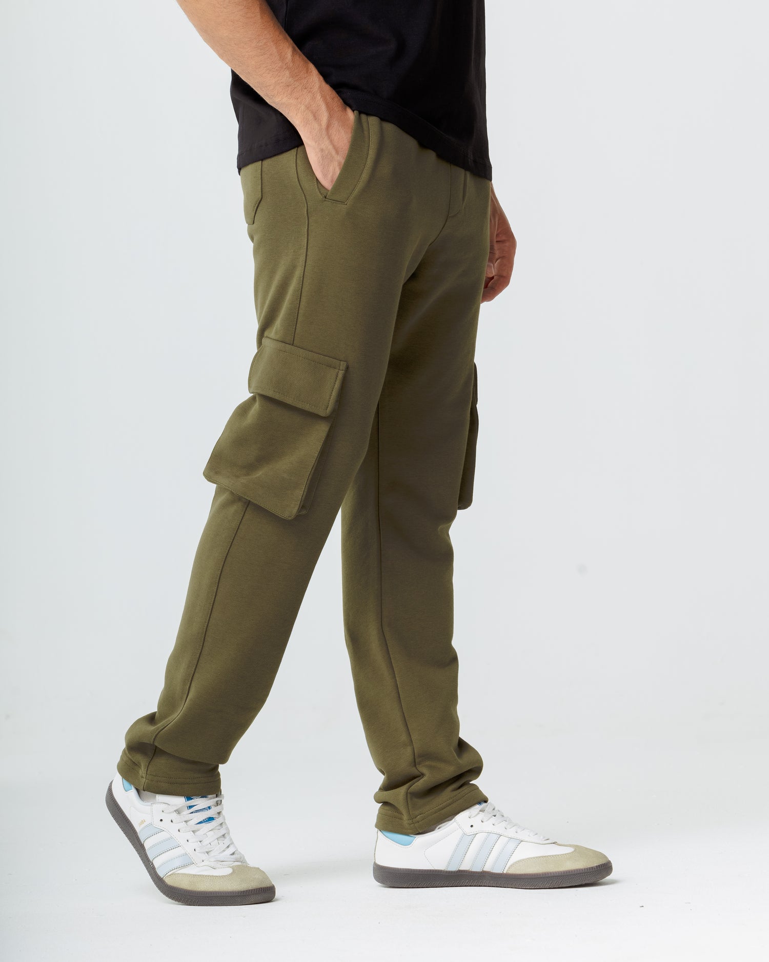 Dark Green Cargo Cotton Pants