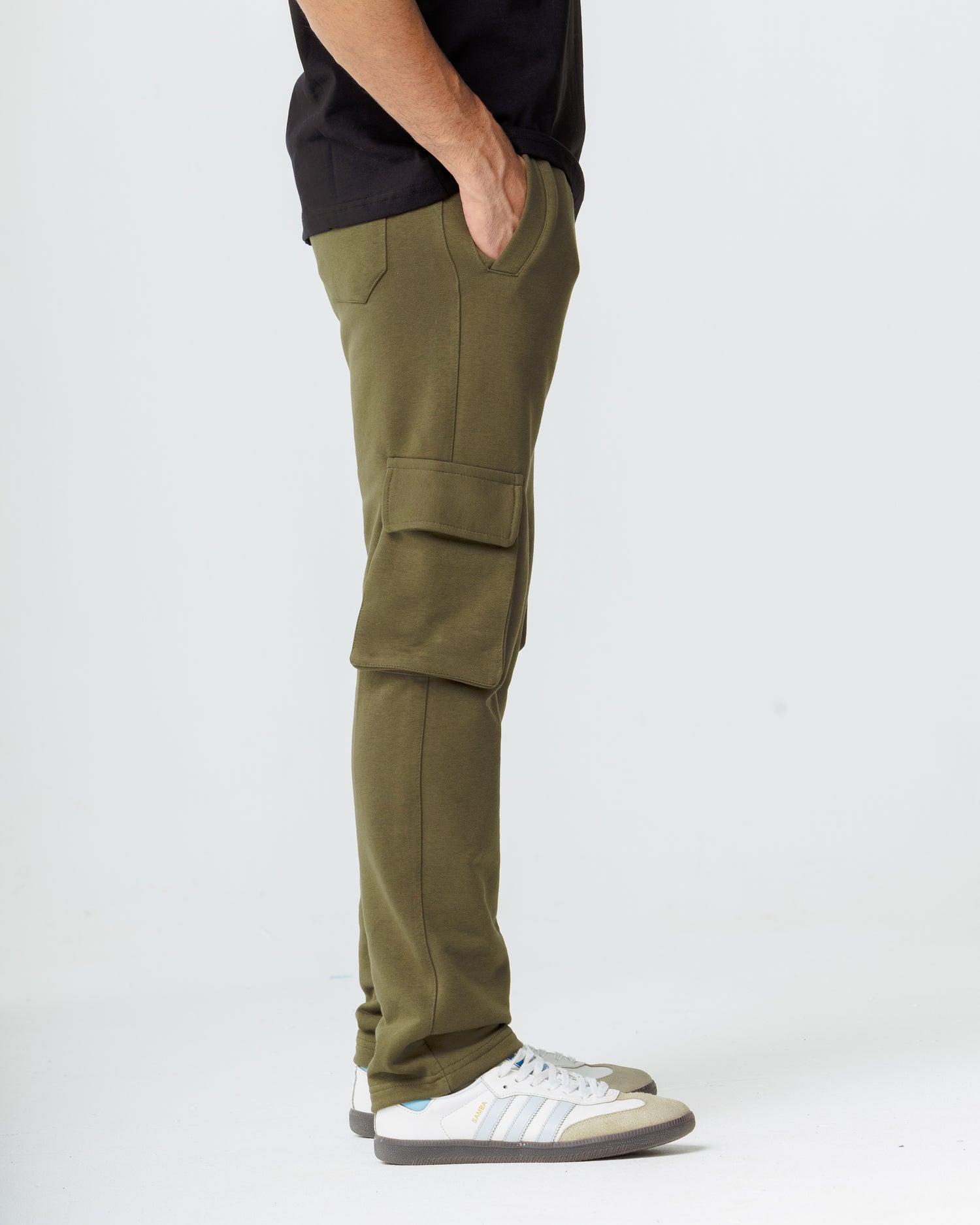 Dark Green Cargo Cotton Pants