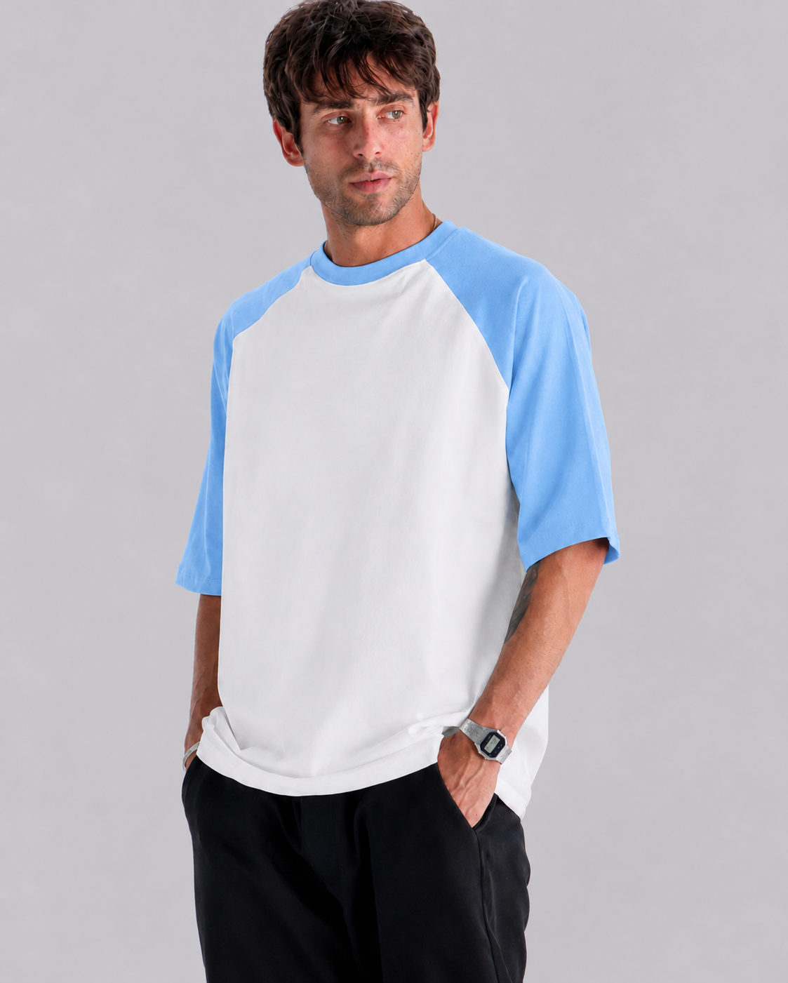 Sky Blue Raglan Oversized T-shirt