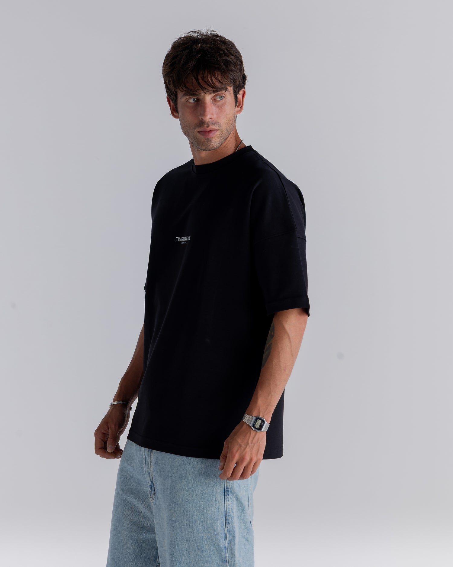 Imagination Printed Black T-shirt