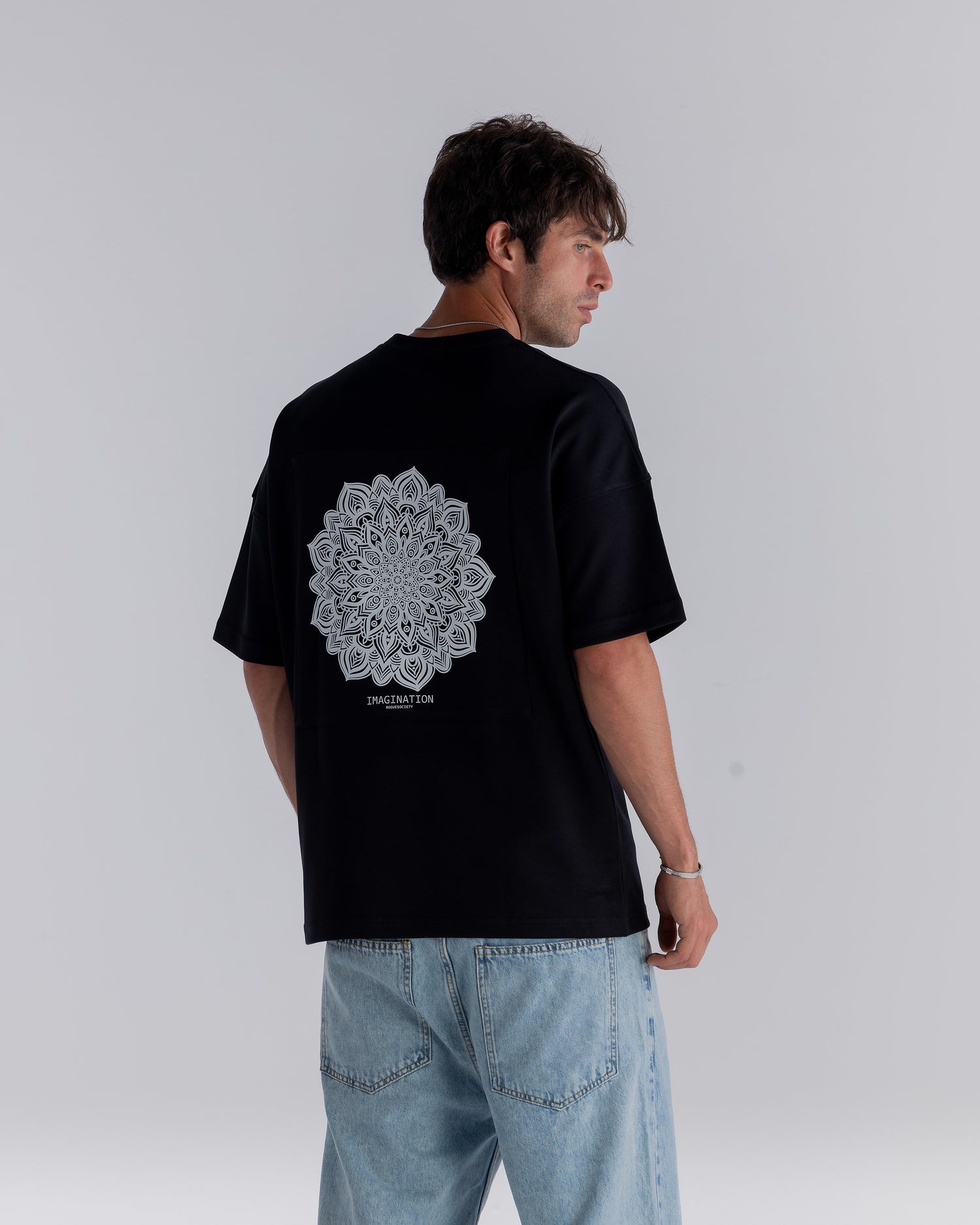 Imagination Printed Black T-shirt