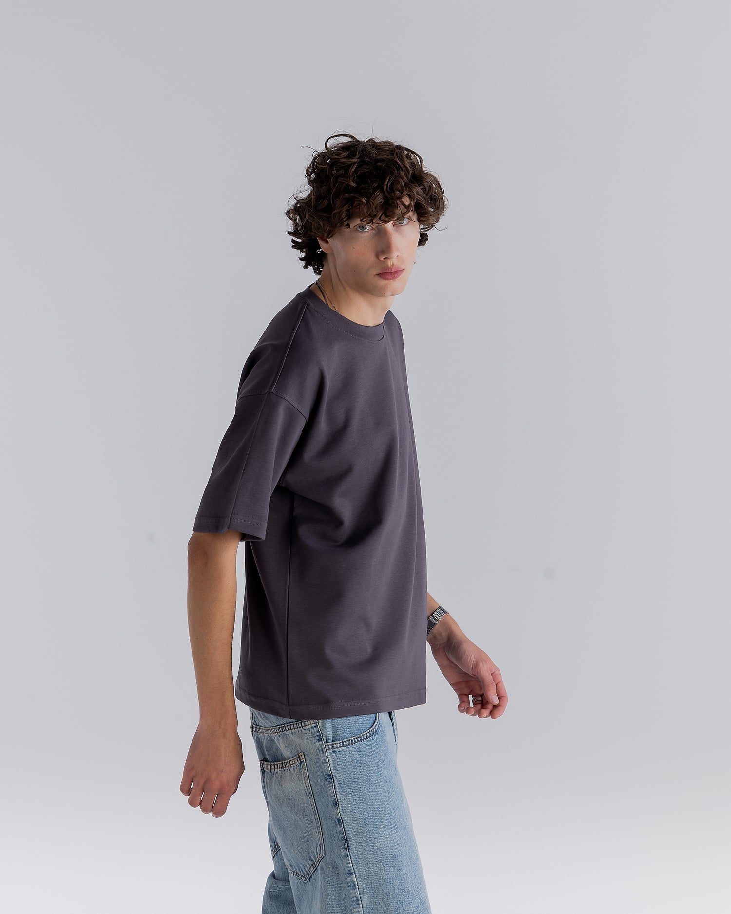 Dark Grey ⁠Boxy Interlock T-shirt