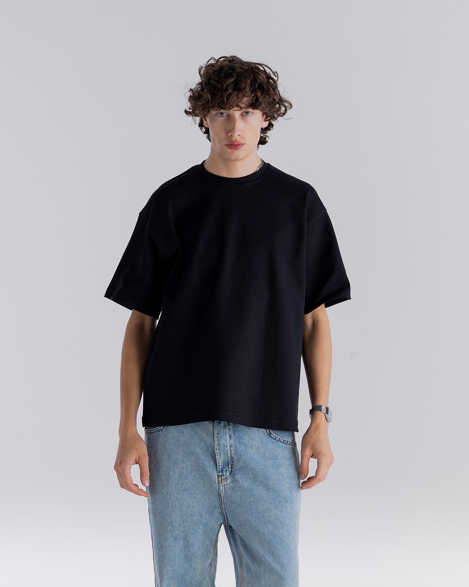Black ⁠Boxy Interlock T-shirt