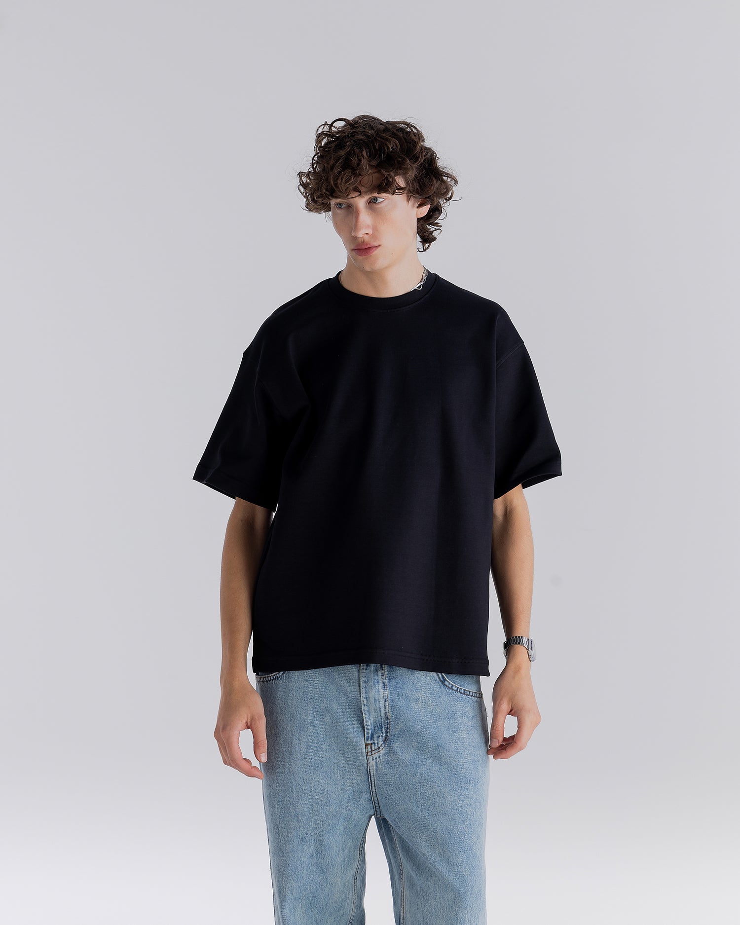 Black ⁠Boxy Interlock T-shirt
