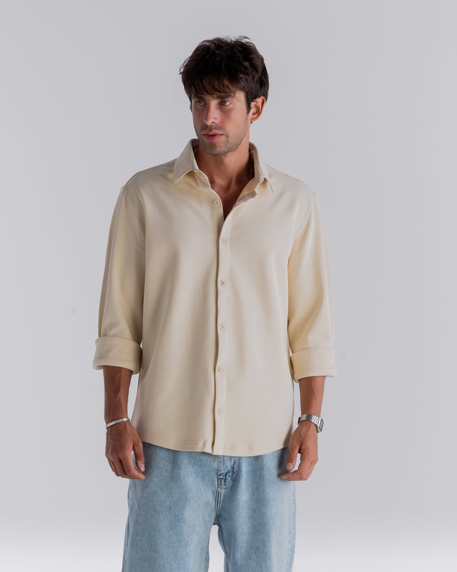 ⁠Creamy Long Sleeve Interlock Shirt
