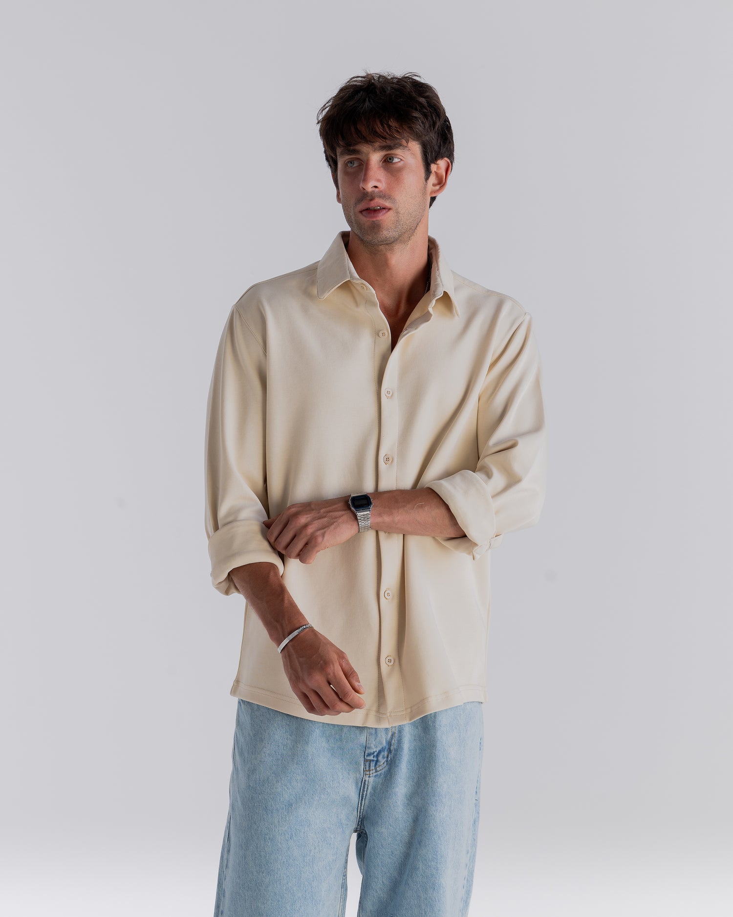 ⁠Creamy Long Sleeve Interlock Shirt