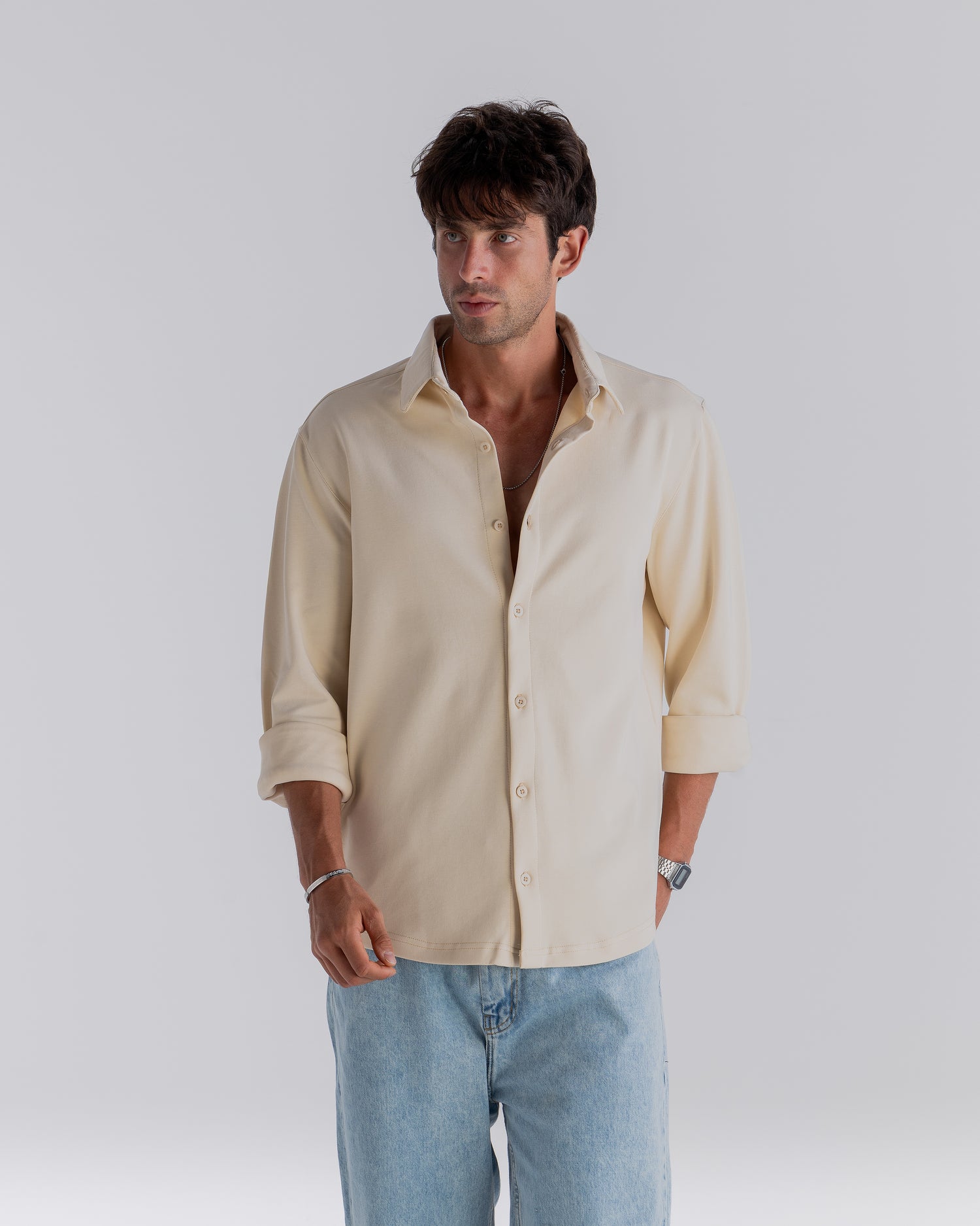 ⁠Creamy Long Sleeve Interlock Shirt