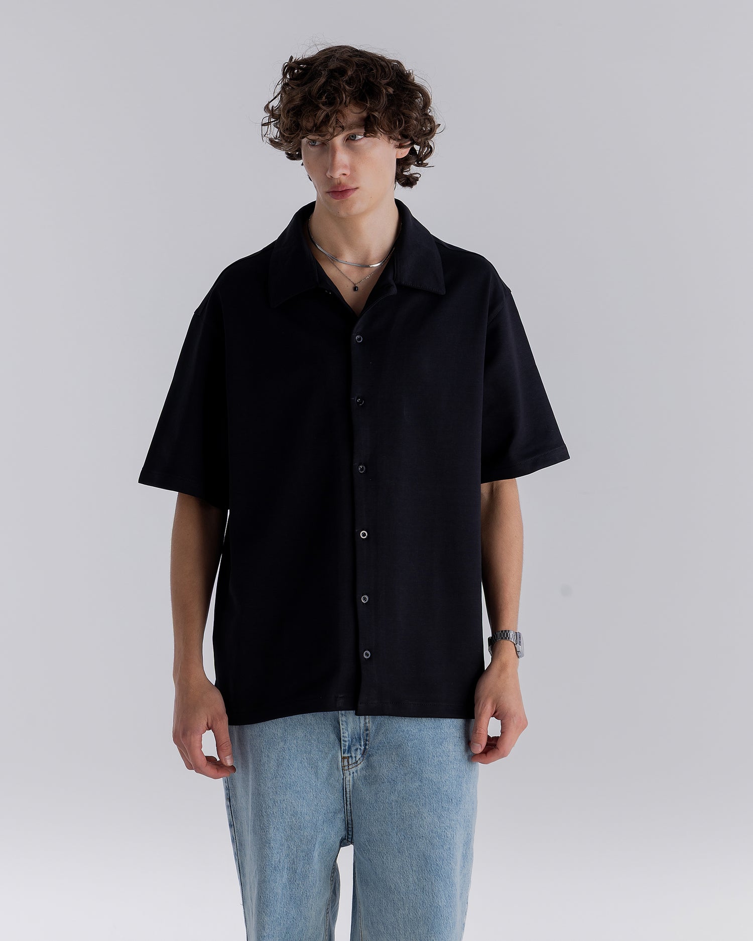 ⁠ Black Short sleeve interlock shirt