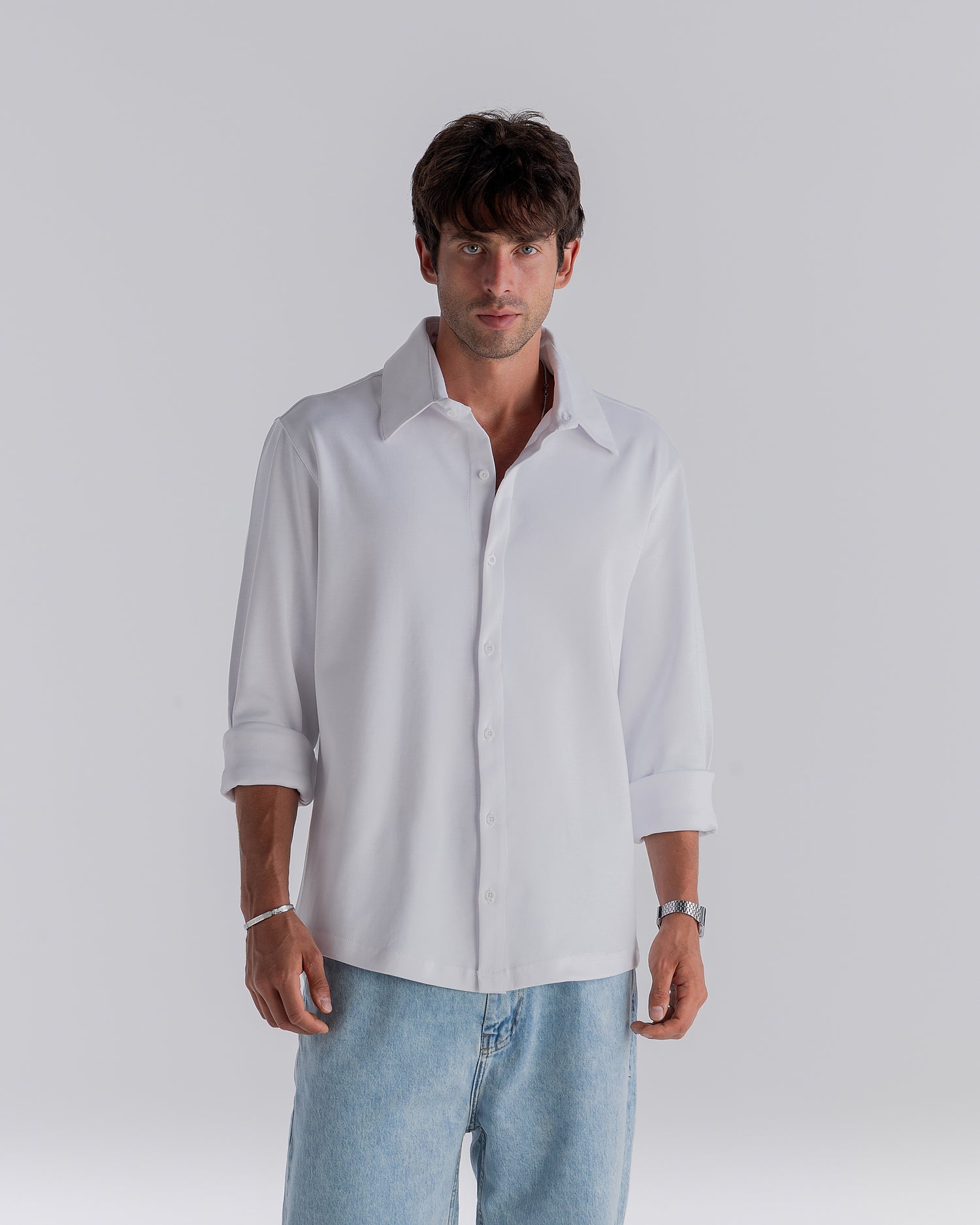 ⁠White Long Sleeve Interlock Shirt