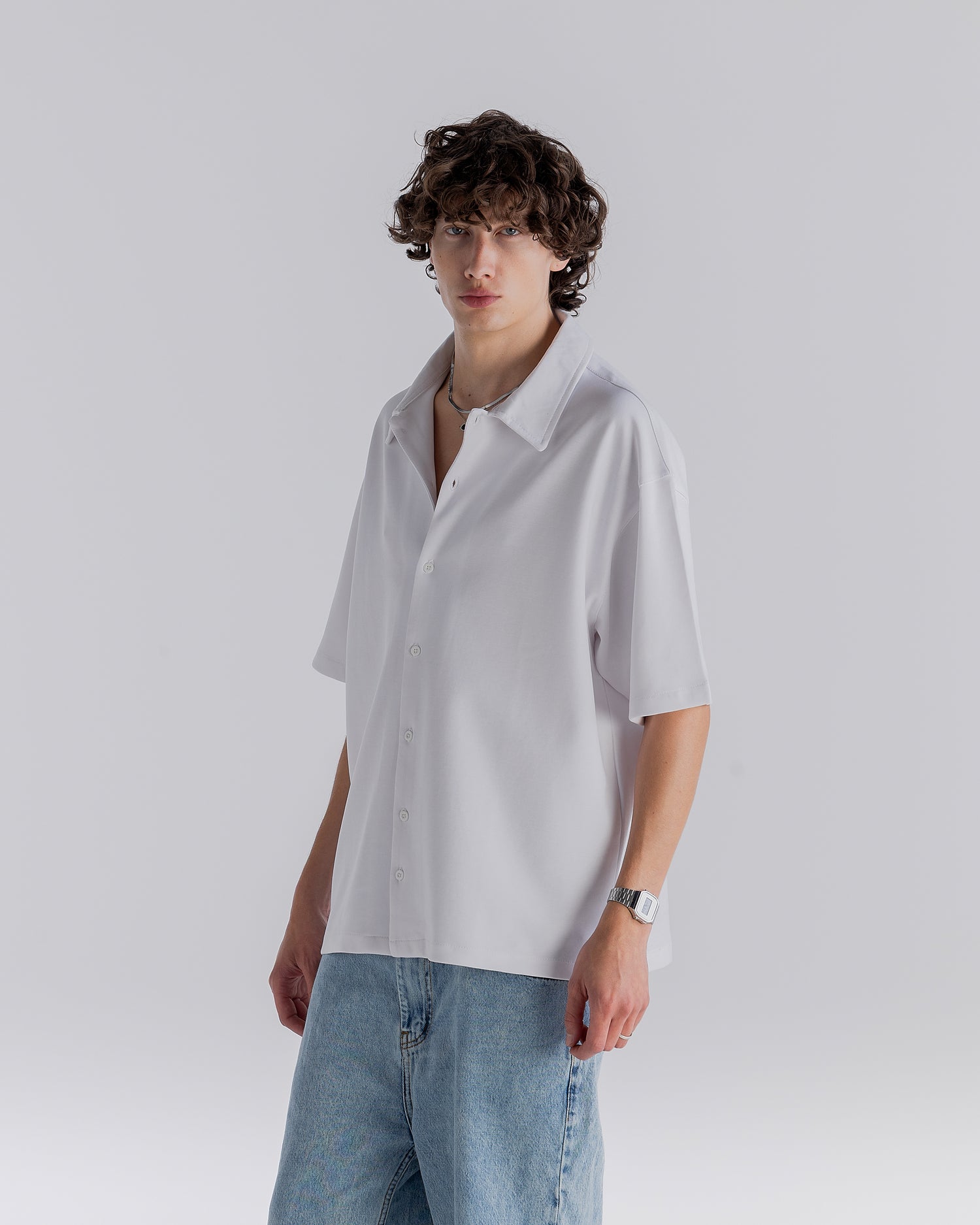 ⁠ White Short Sleeve Interlock Shirt