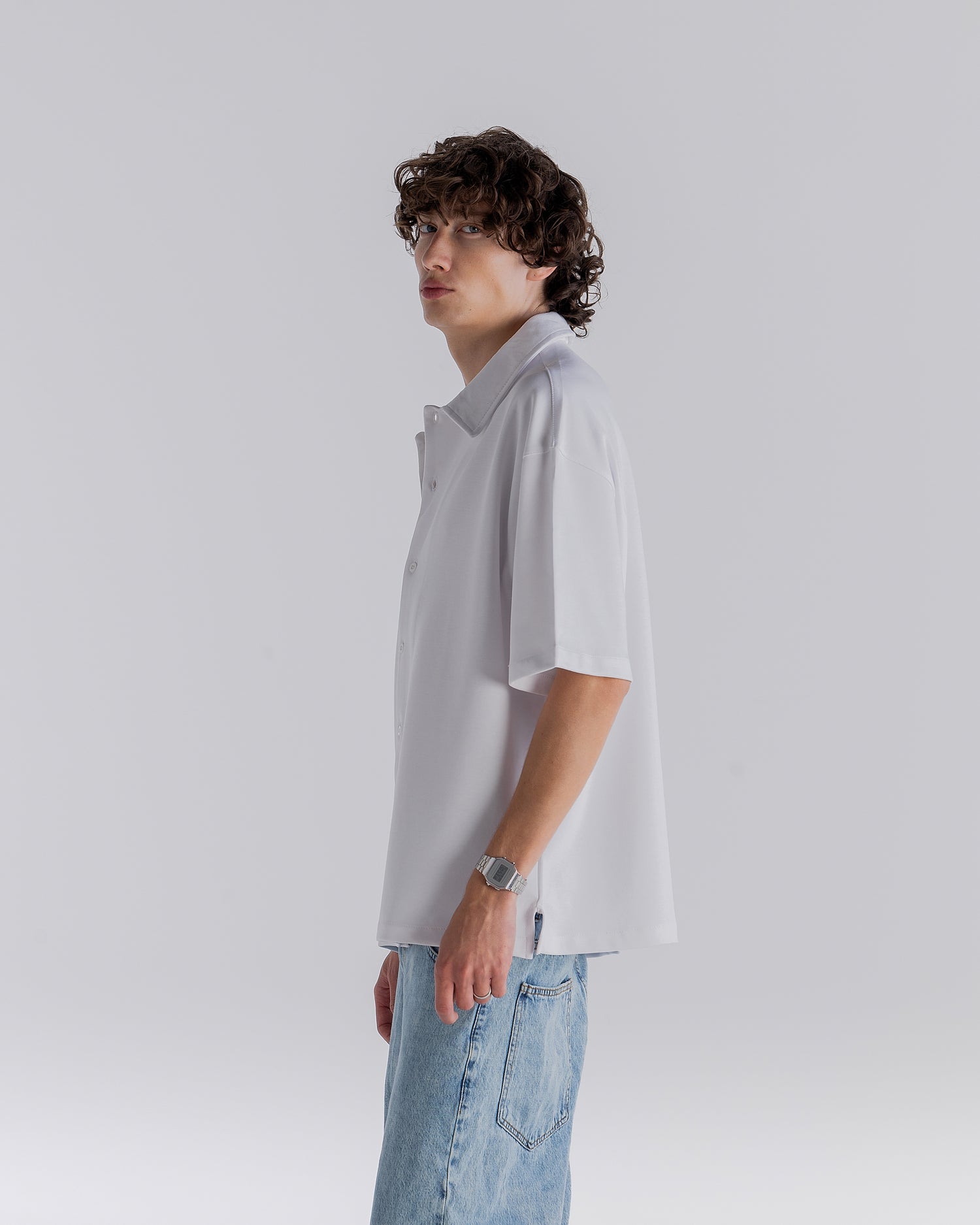 ⁠ White Short Sleeve Interlock Shirt