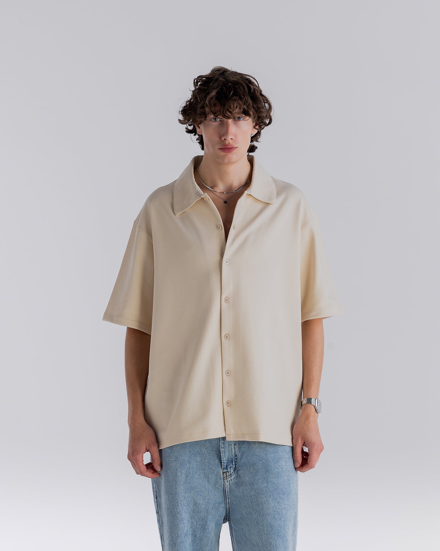 ⁠ Biege Short Sleeve Interlock Shirt
