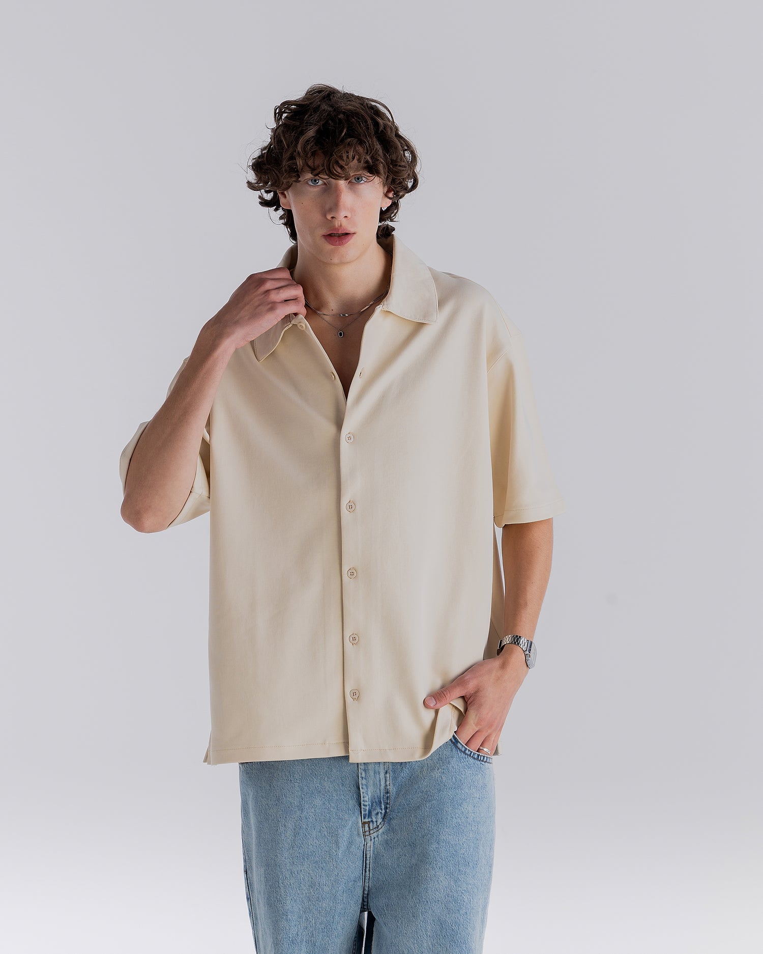 ⁠ Biege Short Sleeve Interlock Shirt