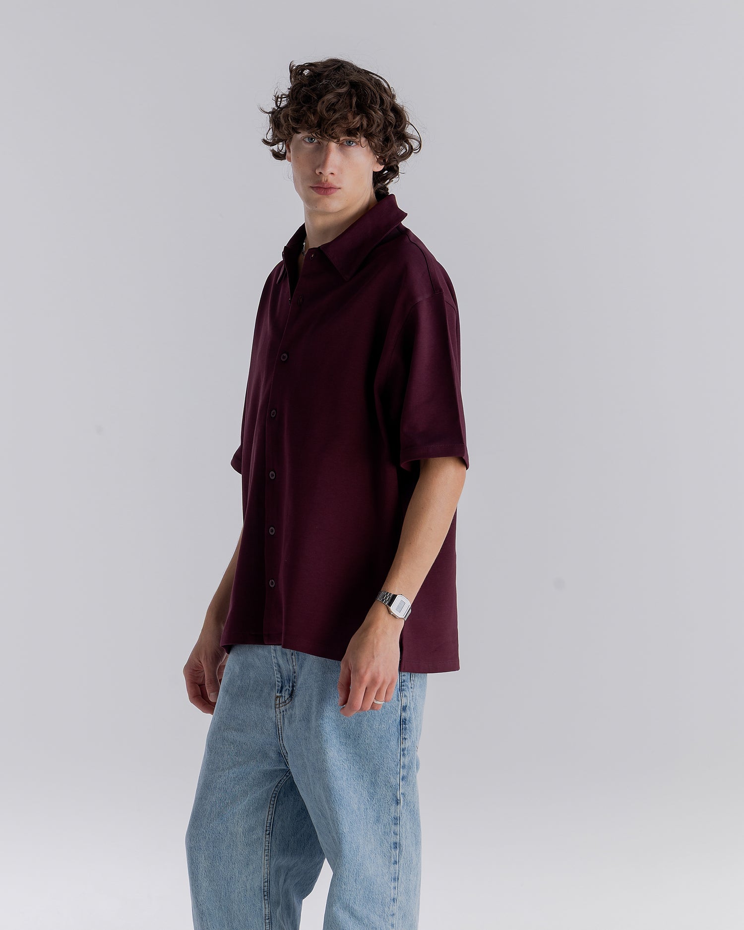 ⁠ Burgundy Short Sleeve Interlock Shirt