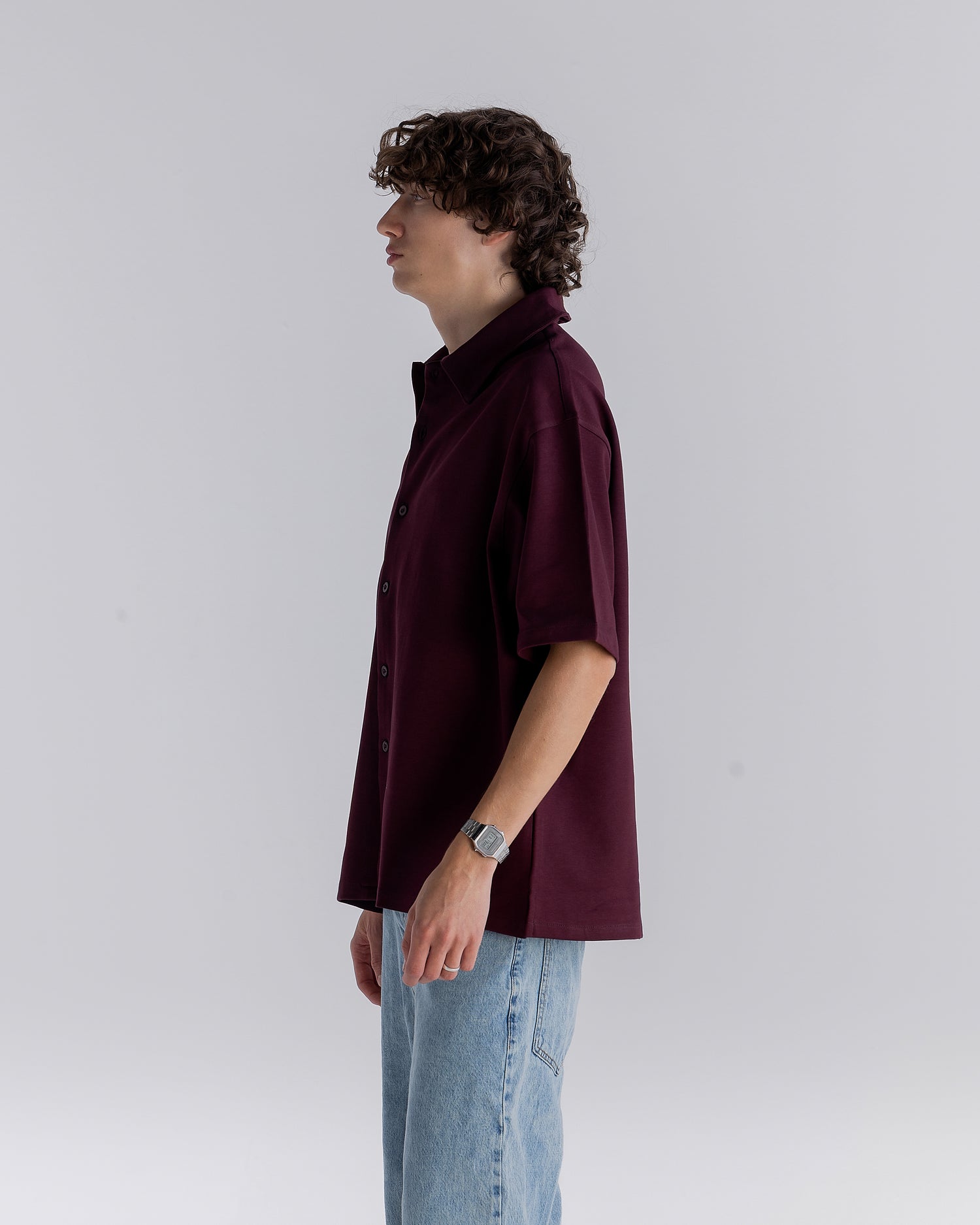⁠ Burgundy Short Sleeve Interlock Shirt