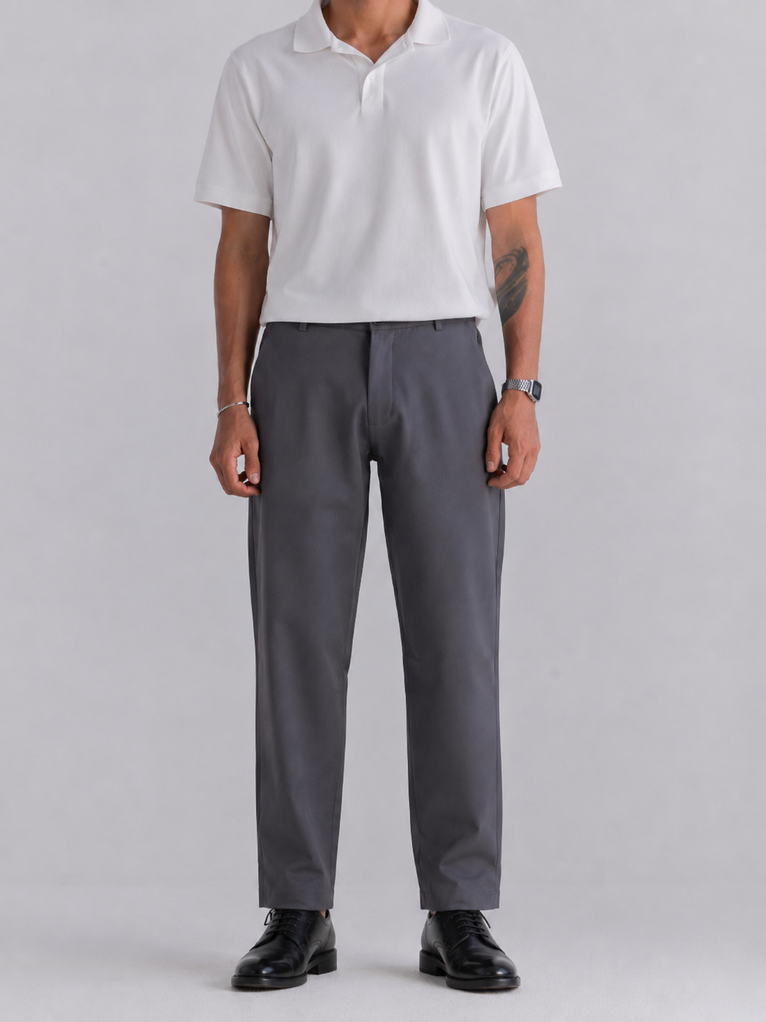 Grey Regular Fit Chino Pants