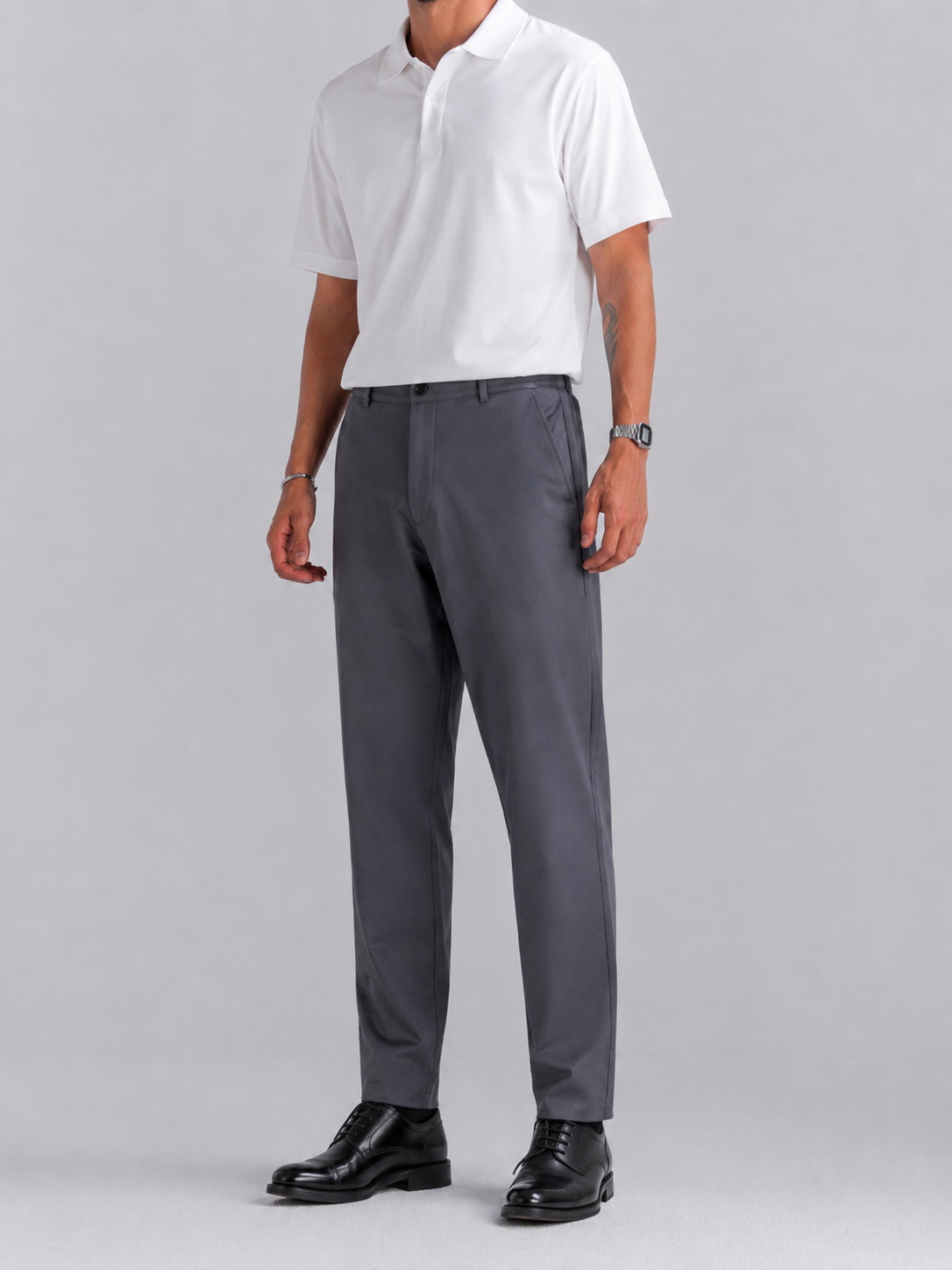 Grey Regular Fit Chino Pants