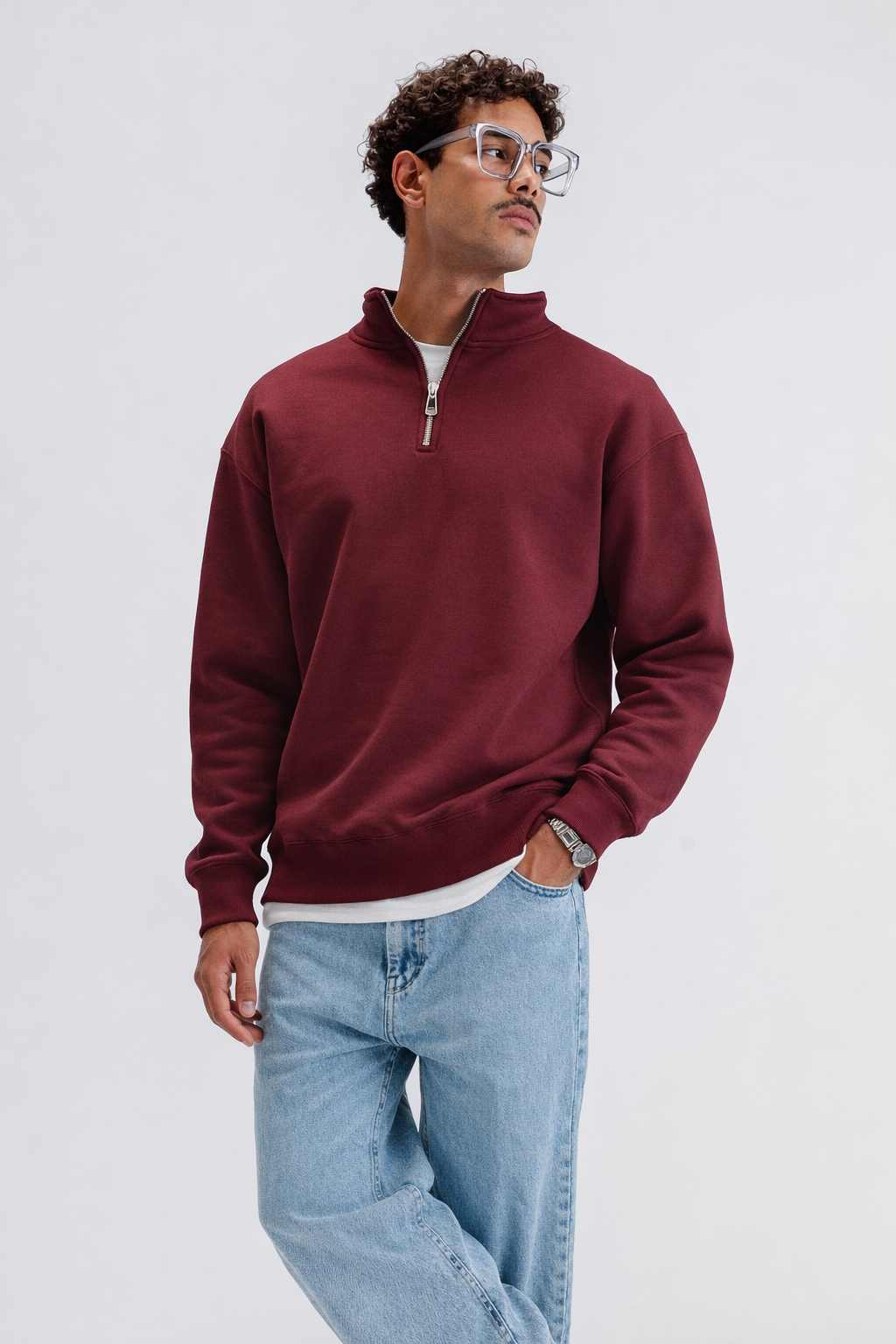 NVC Maroon Quarter Zip Collar