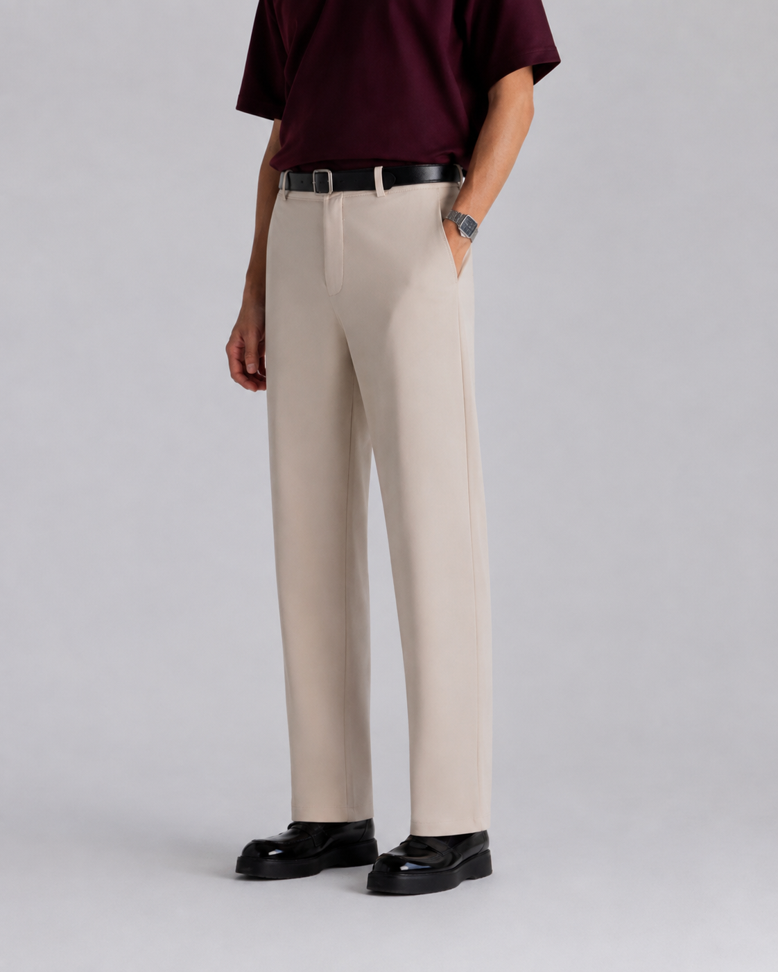 Cream Regular Fit Chino Pants