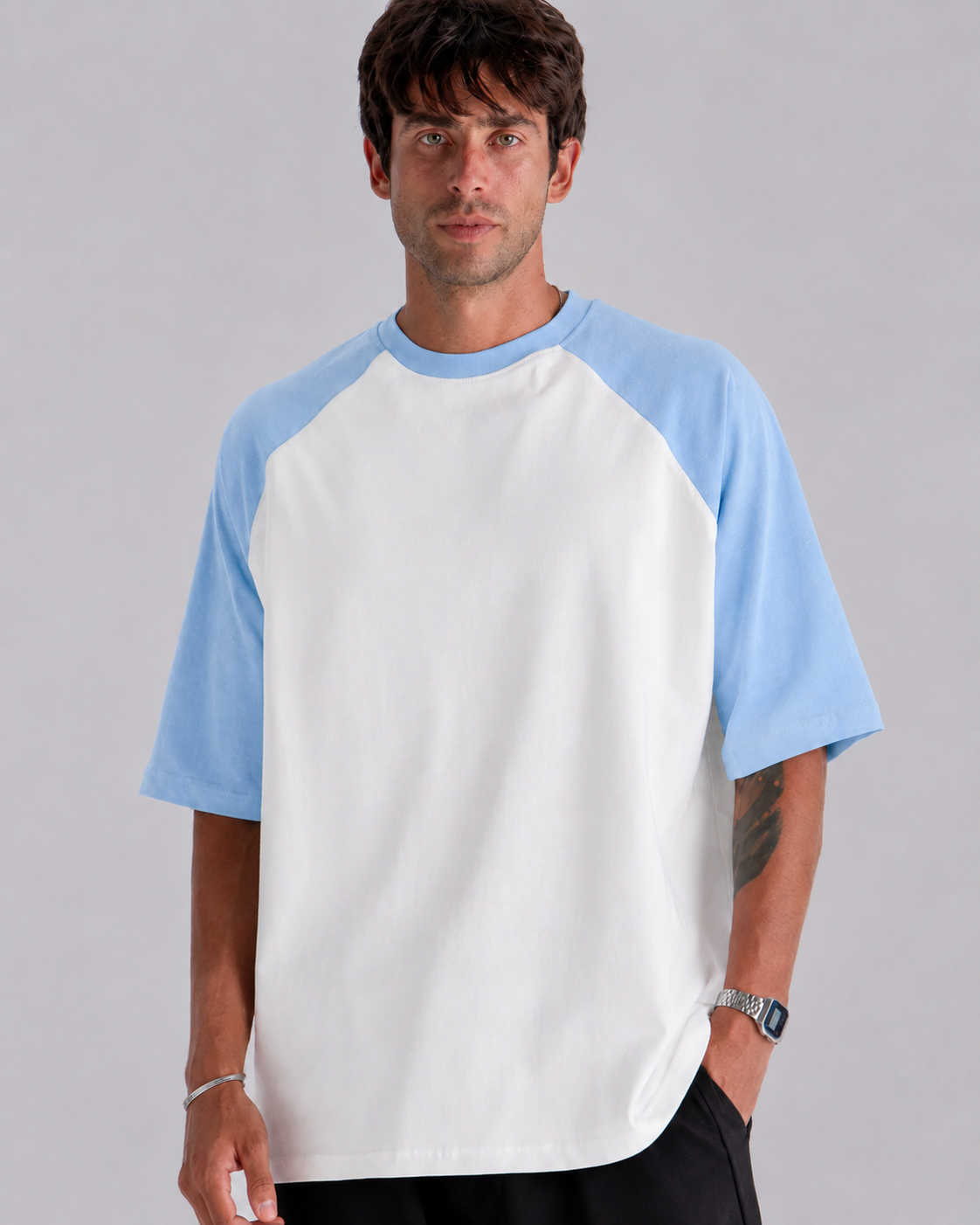 Sky Blue Raglan Oversized T-shirt