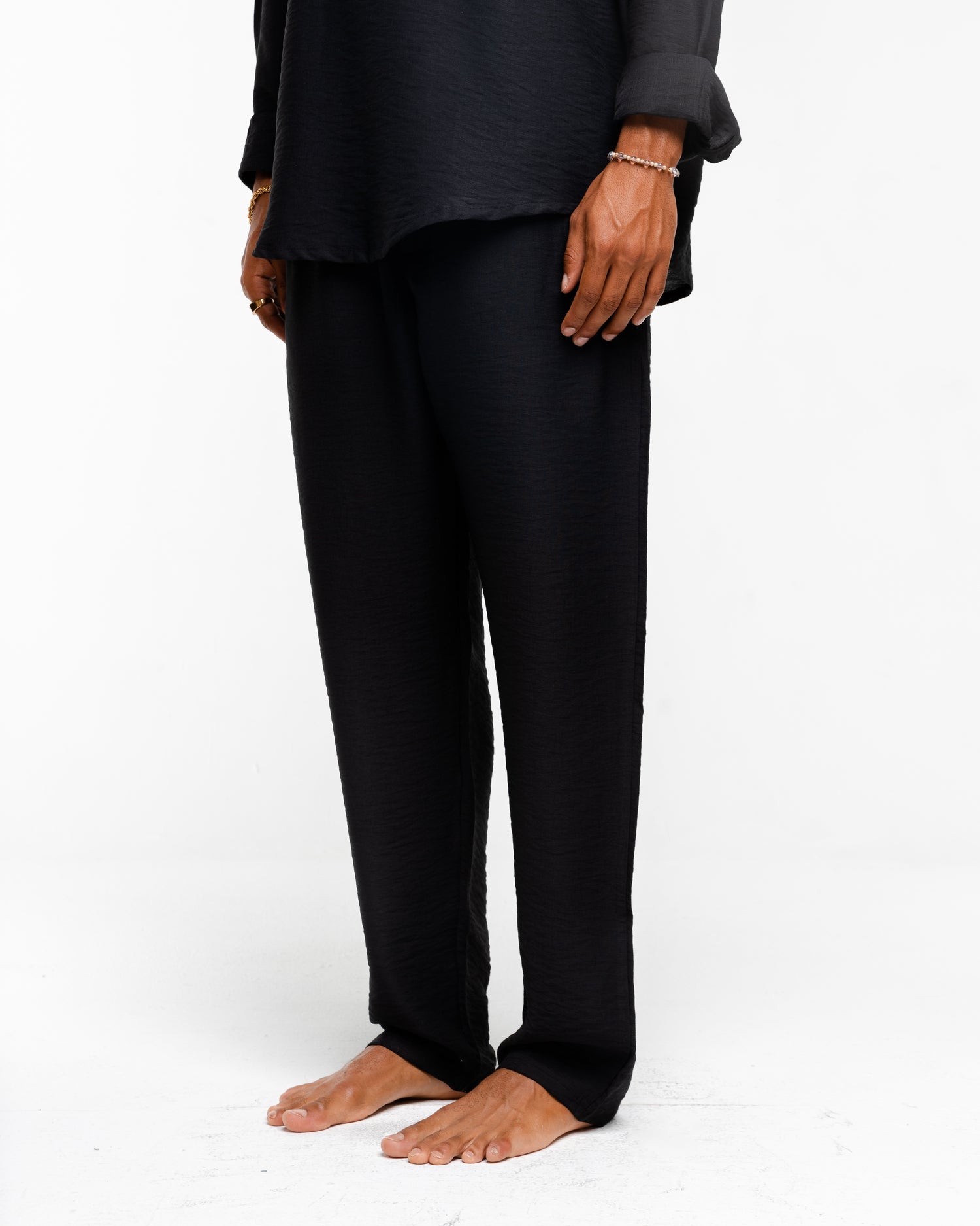 Linen black regular pants