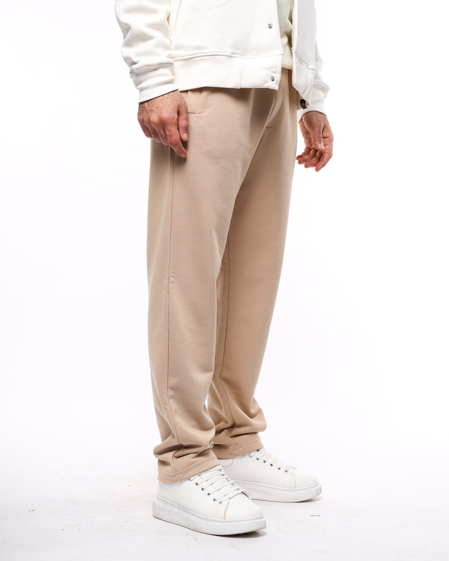 Wide fit beige pants