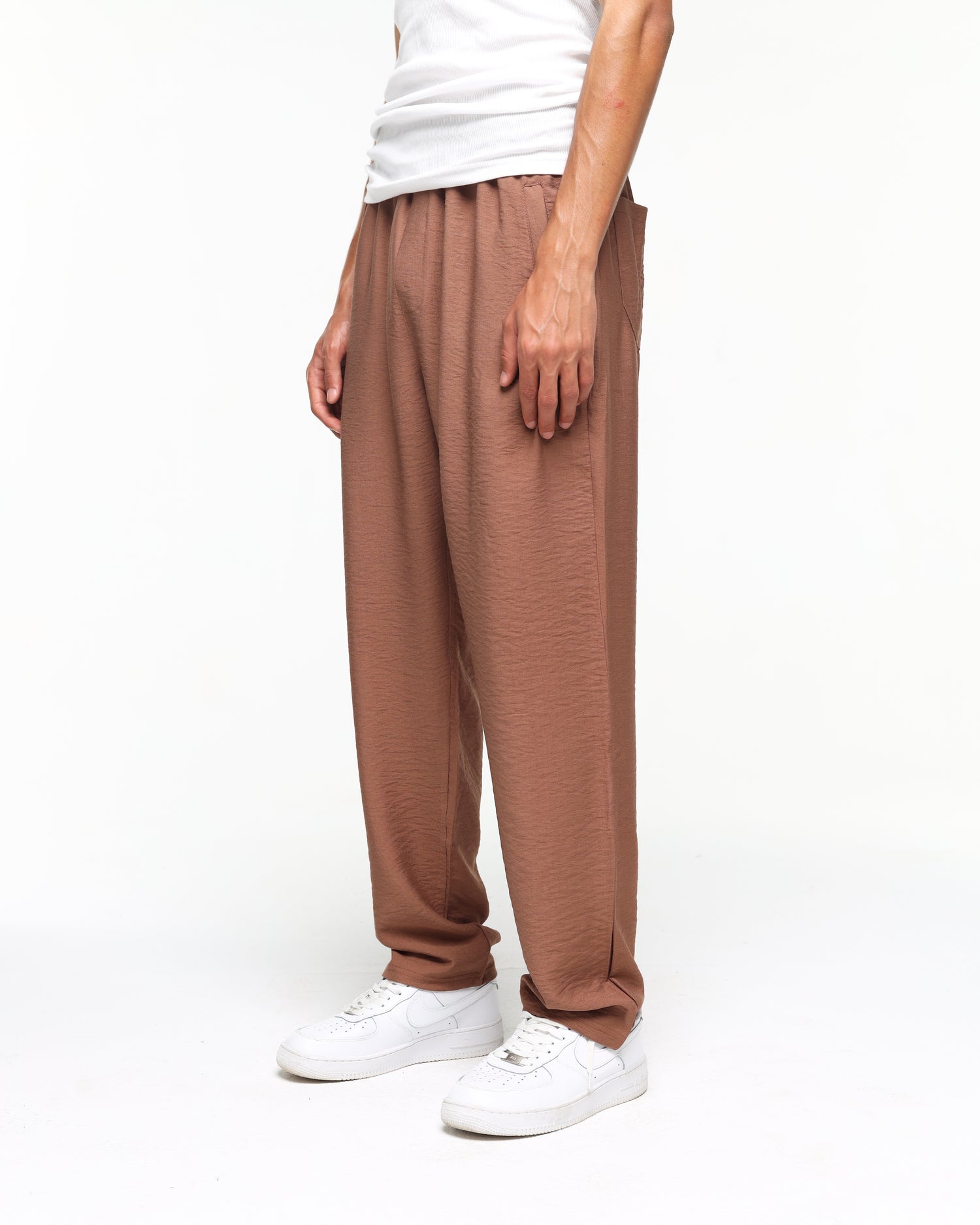 Linen brown regular pants