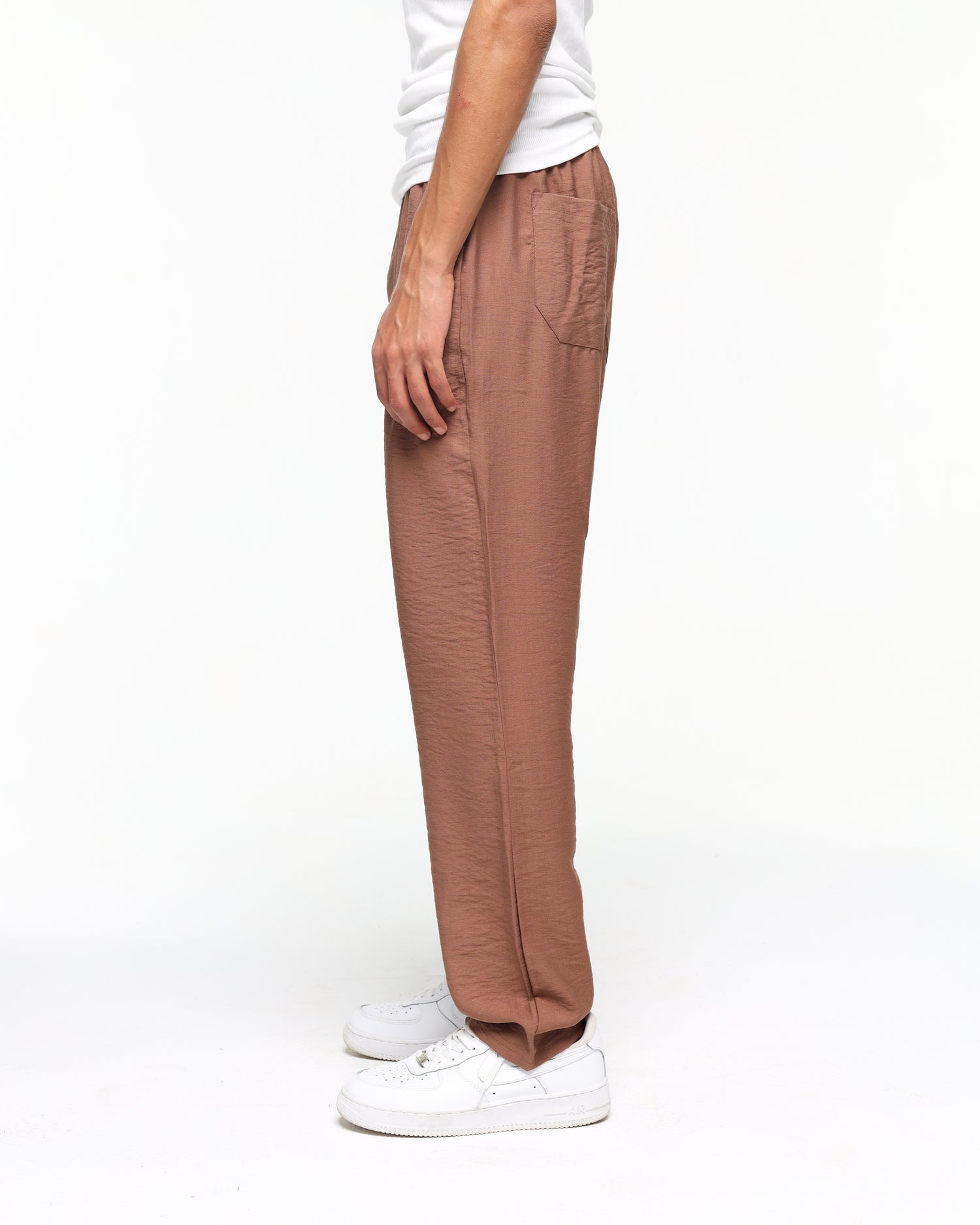 Linen brown regular pants