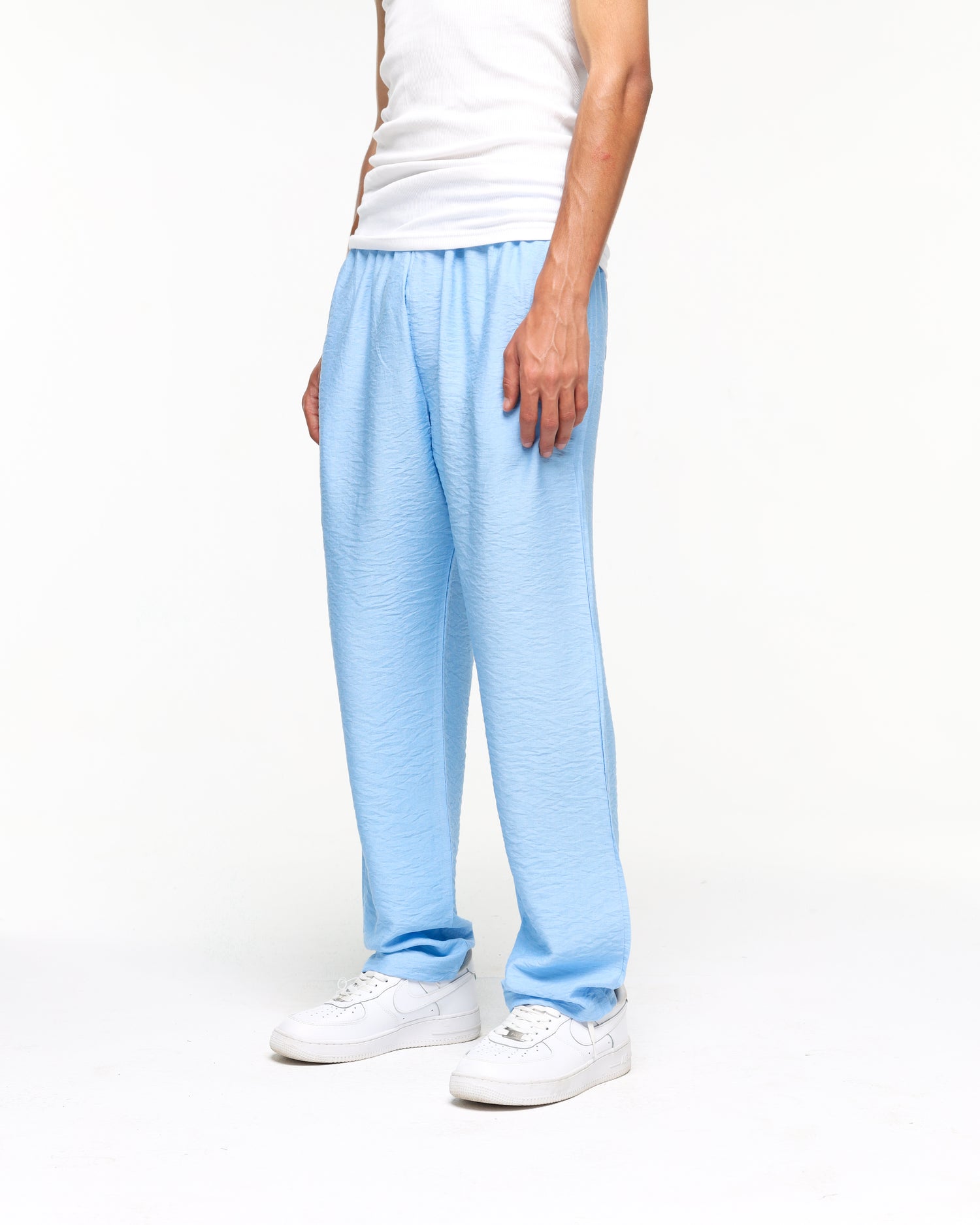 Linen sky blue regular pants