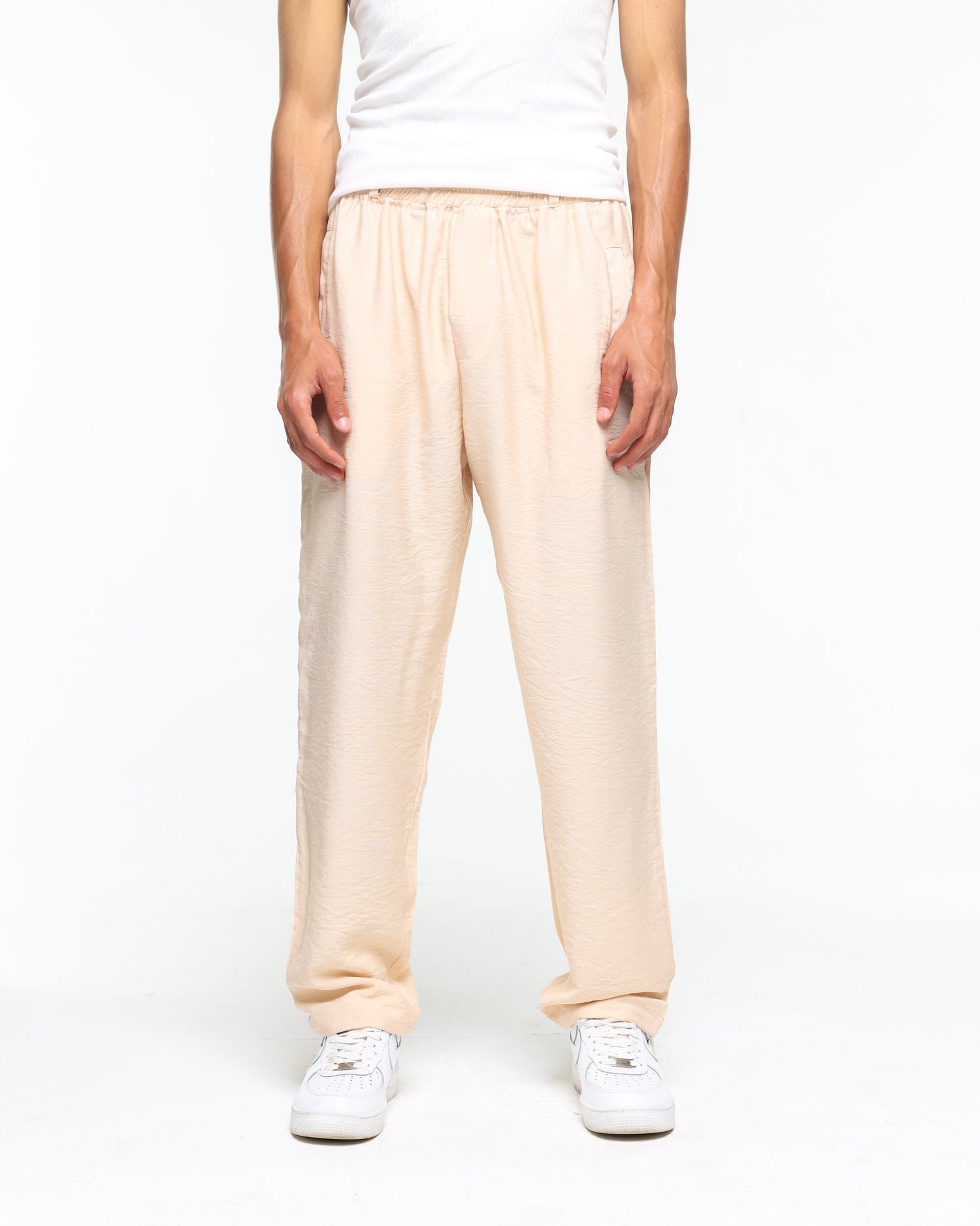 Linen beige regular pants