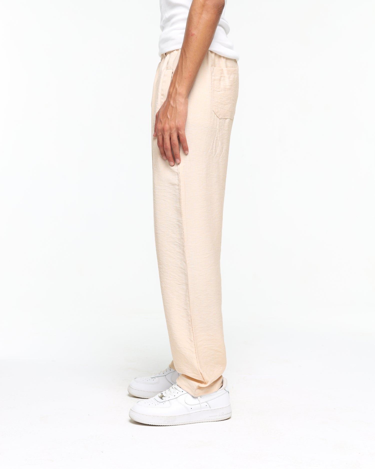 Linen beige regular pants