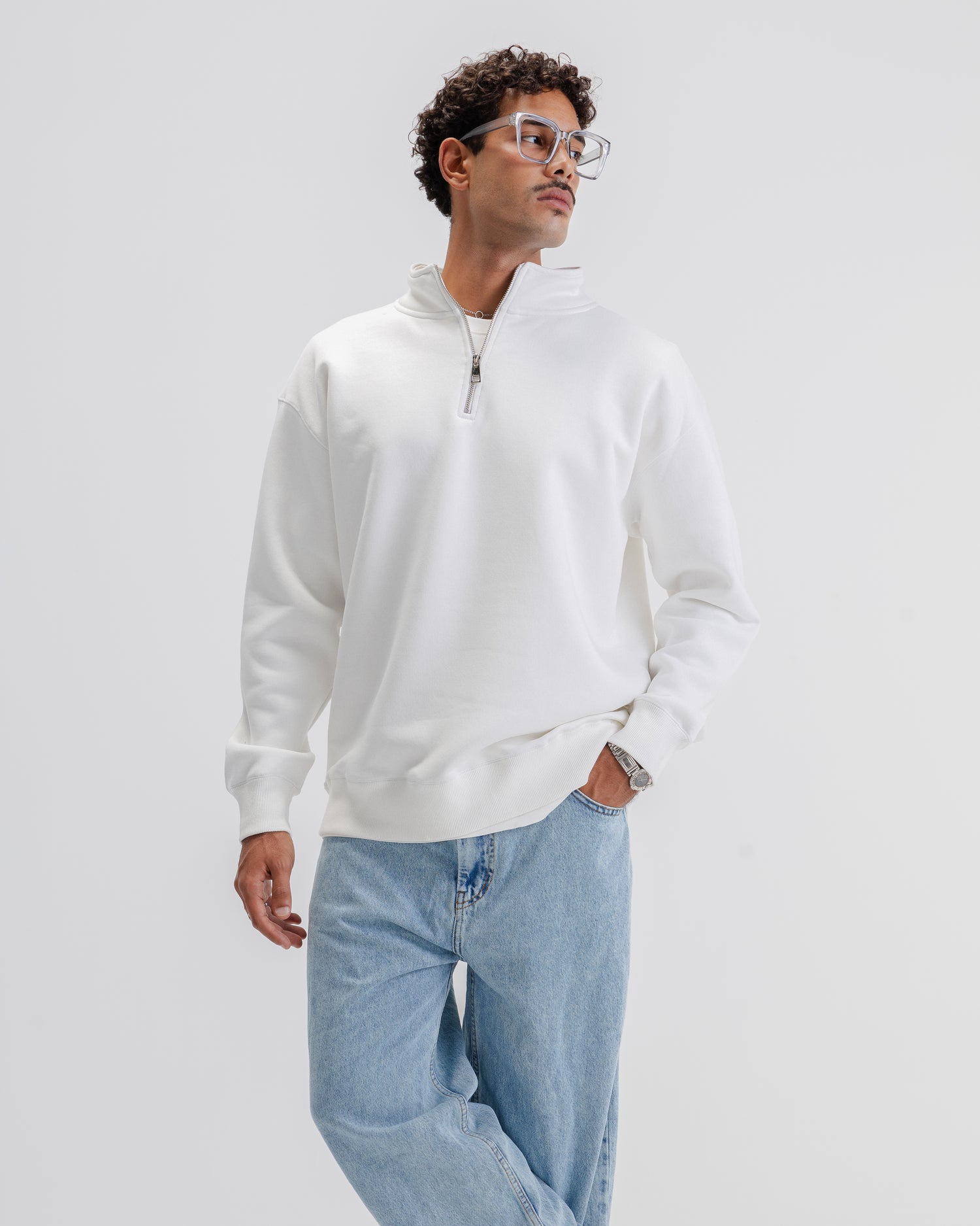 NVC White Quarter Zip Collar