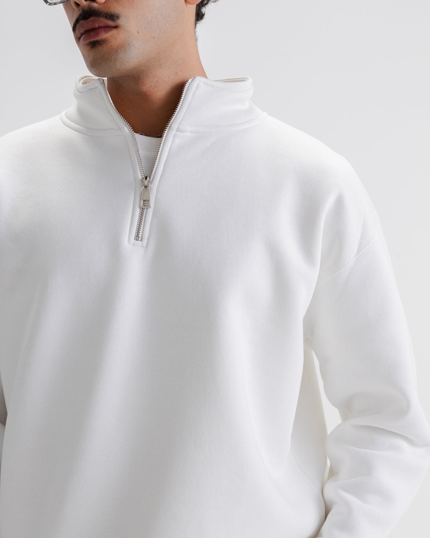 NVC White Quarter Zip Collar