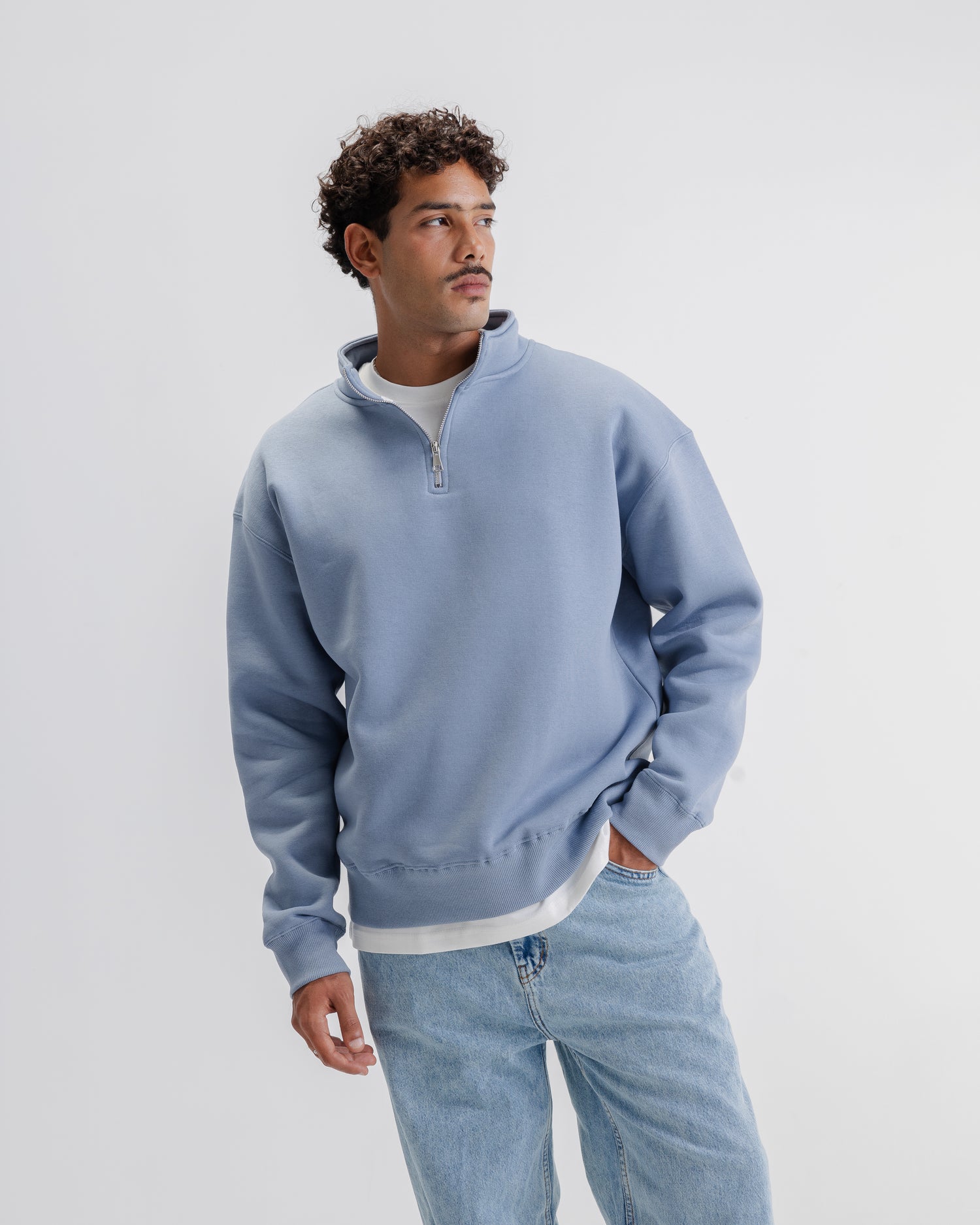 NVC Light Blue Quarter Zip Collar