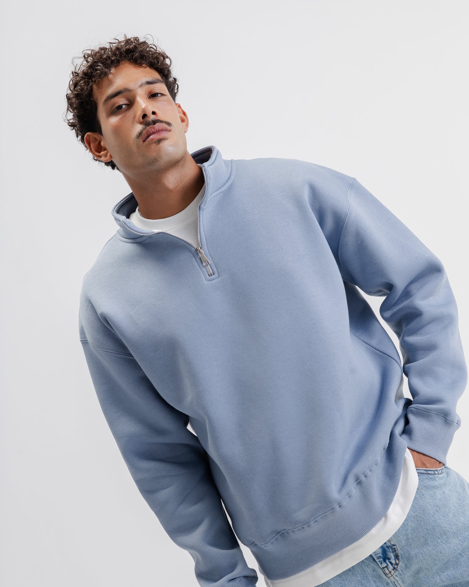 NVC Light Blue Quarter Zip Collar