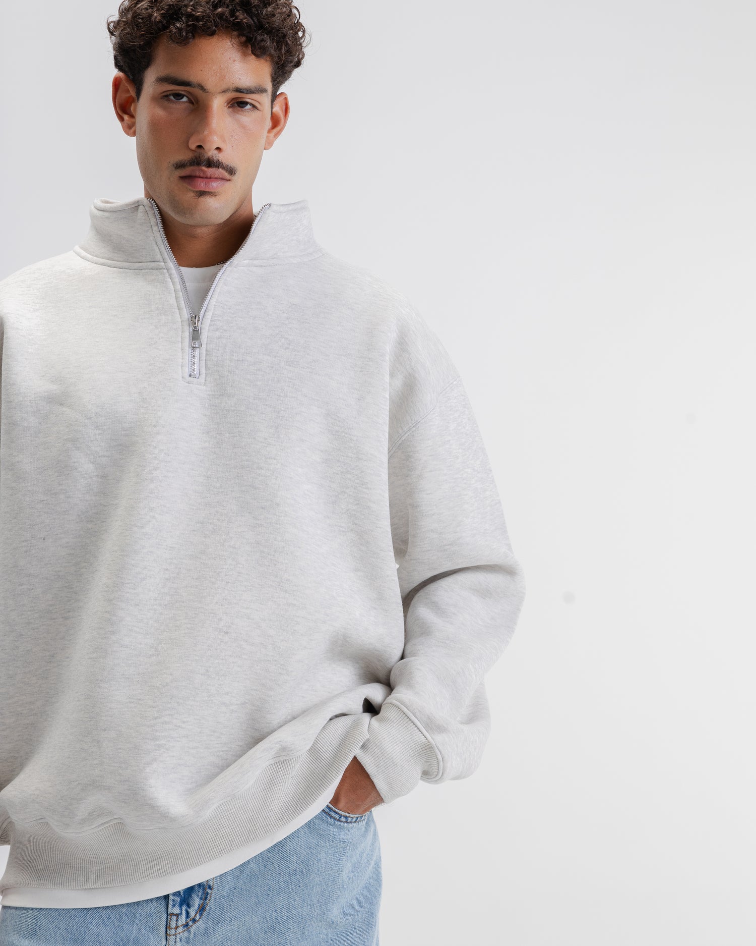 NVC Light Grey Quarter Zip Collar