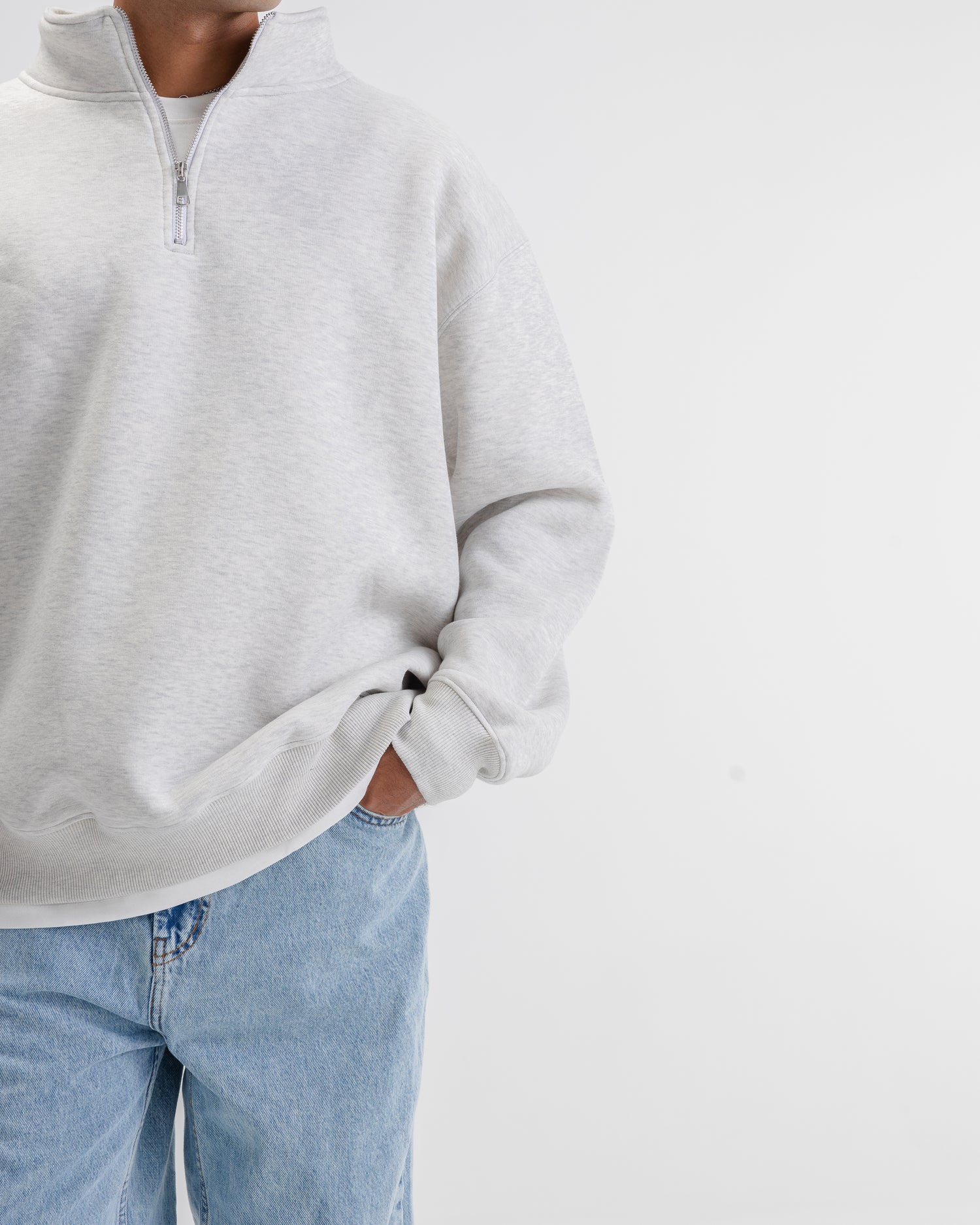 NVC Light Grey Quarter Zip Collar
