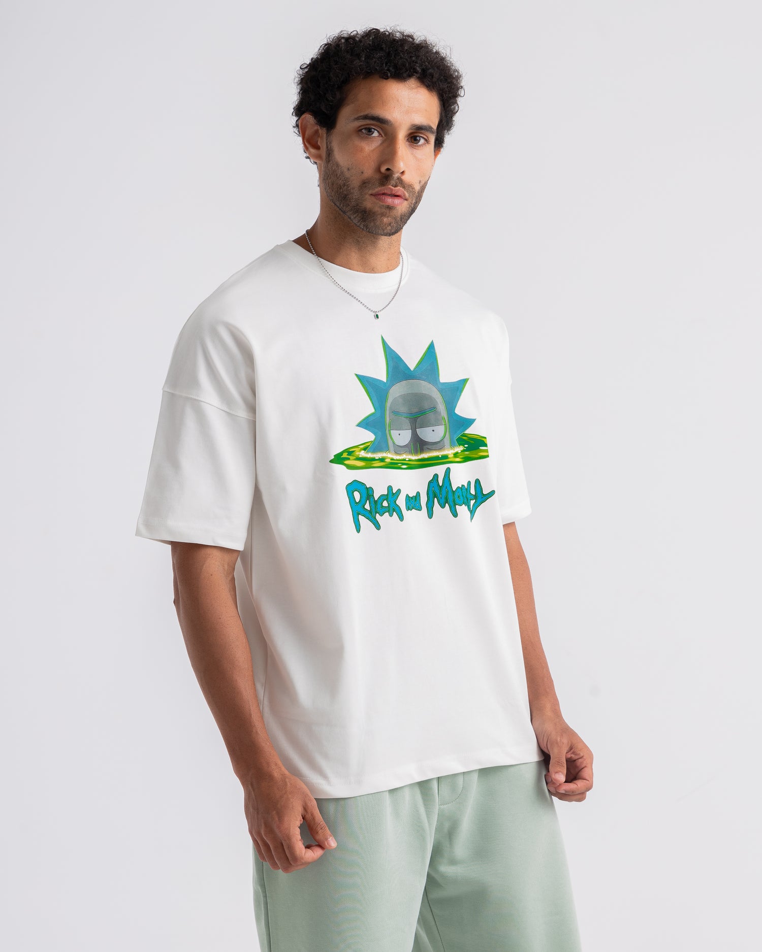 Oversized White Rick & Morty Printed