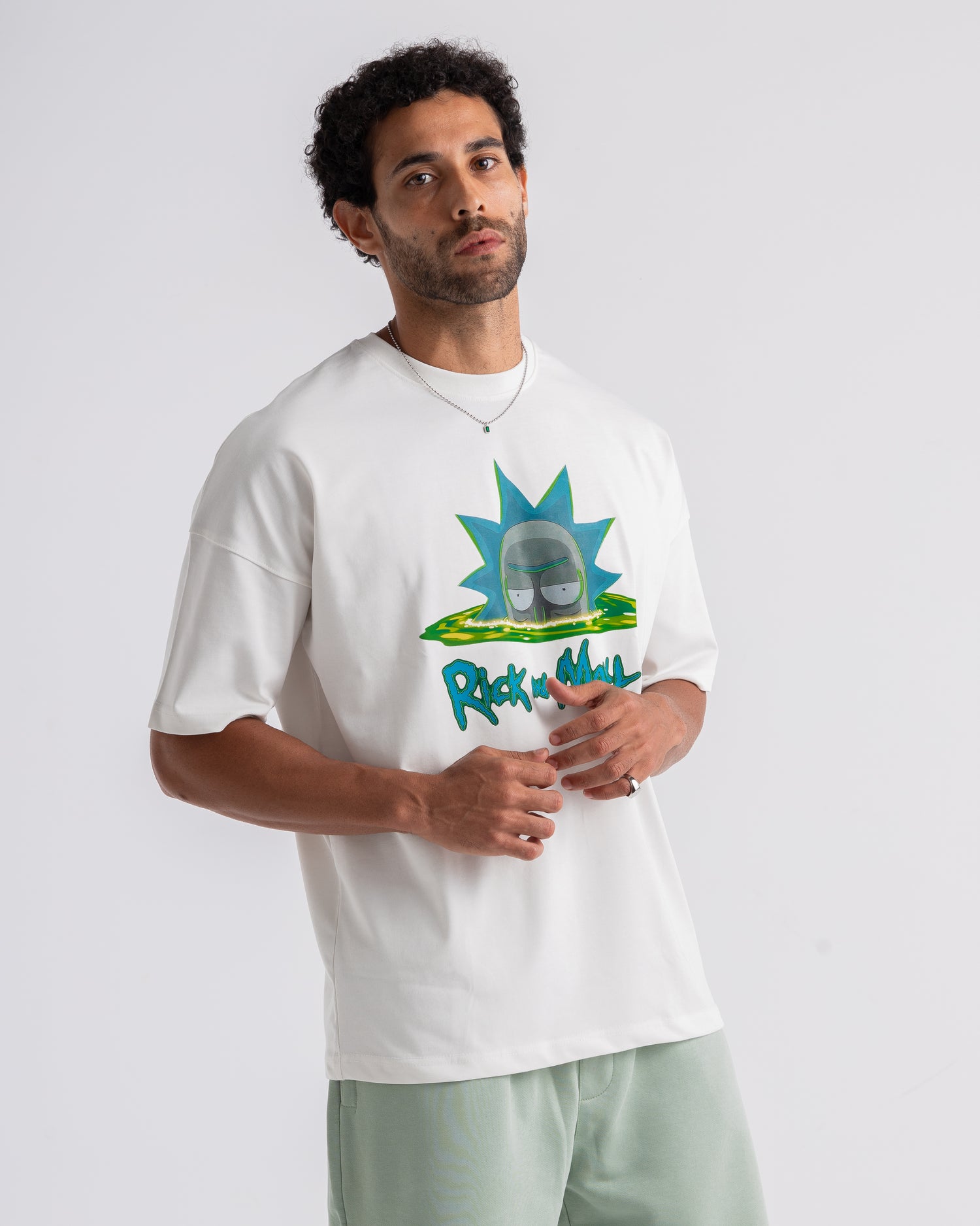 Oversized White Rick & Morty Printed