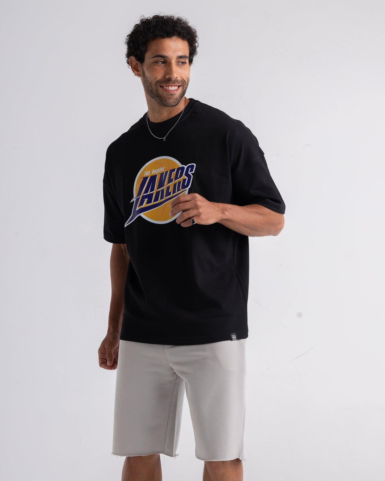 Lakers Printed Black Oversized T-shirt