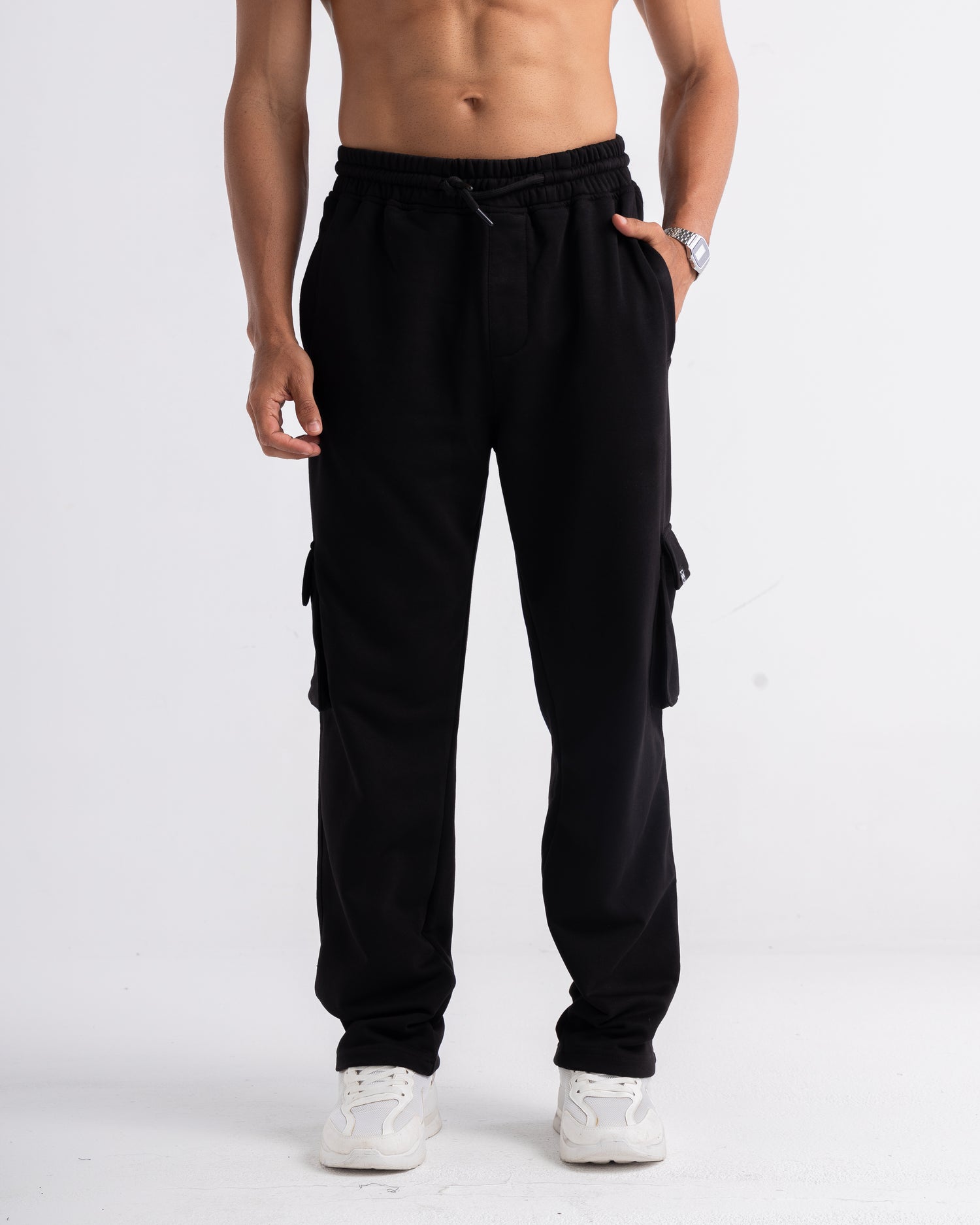 Black Cargo Cotton Pants