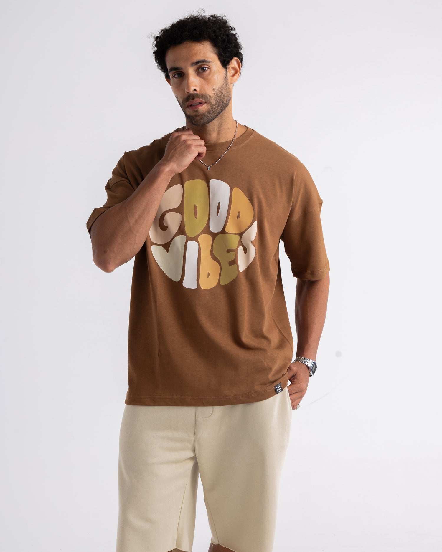 Oversized Brown Good Vibes