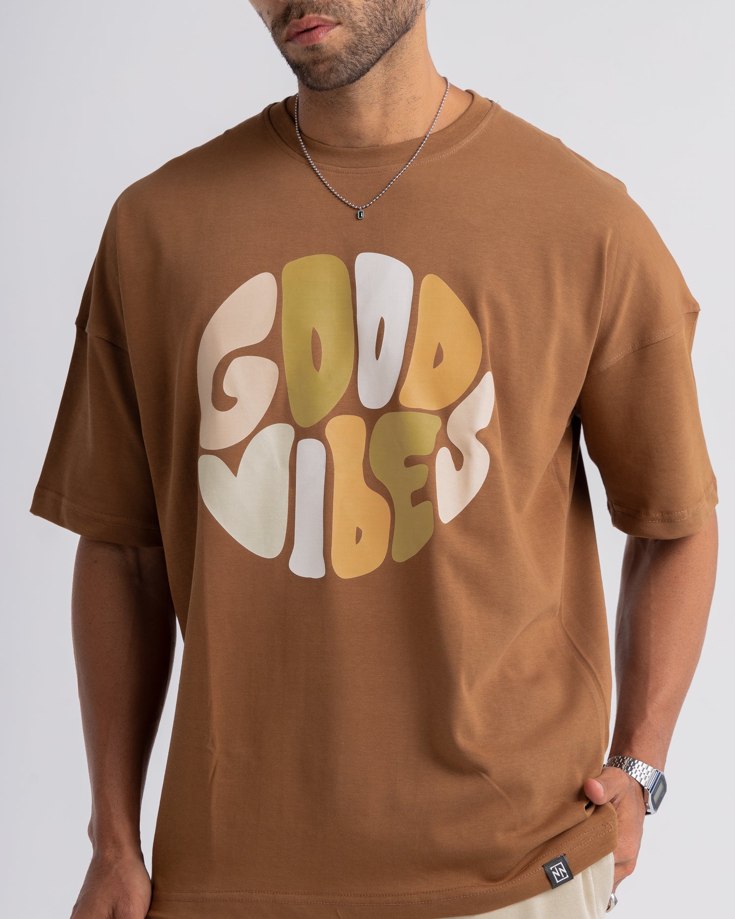 Oversized Brown Good Vibes
