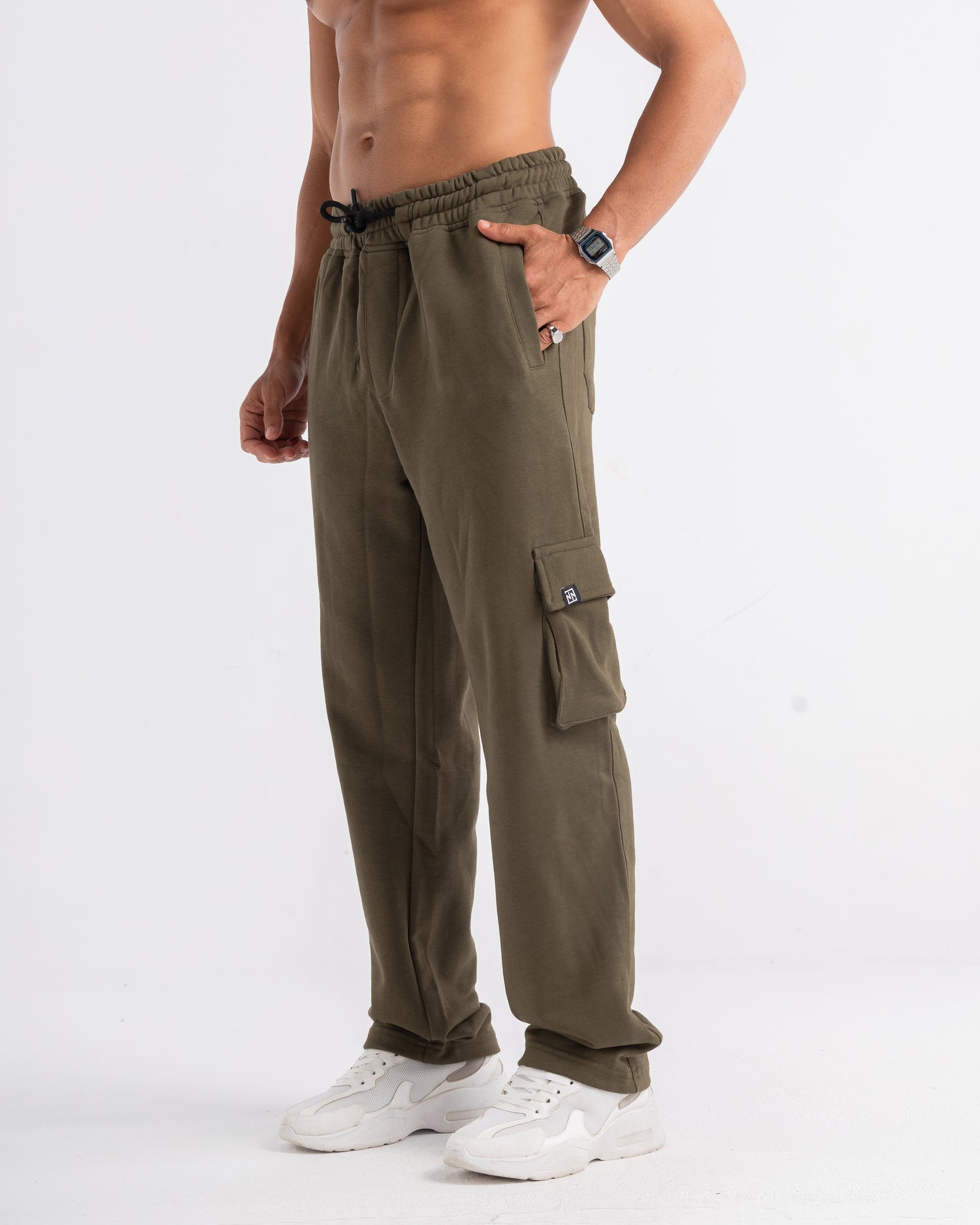 Dark Green Cargo Cotton Pants