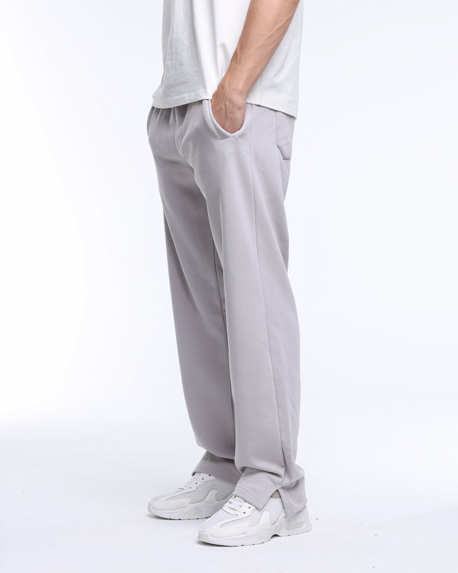 Baggy Fit Silver Pants with Vent