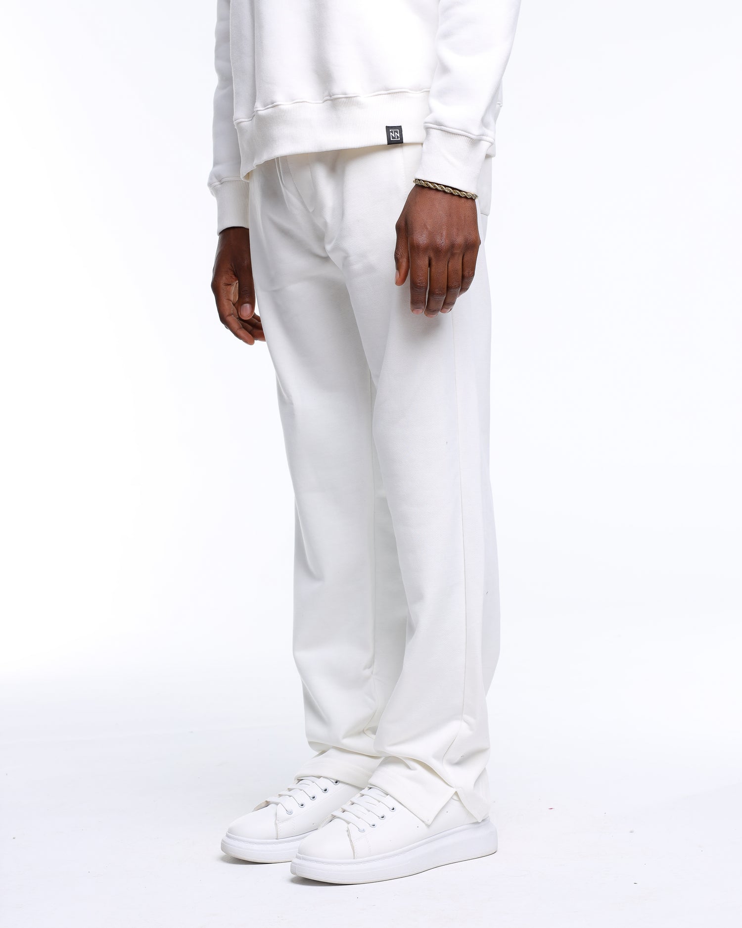 Baggy Fit White Pants with Vent