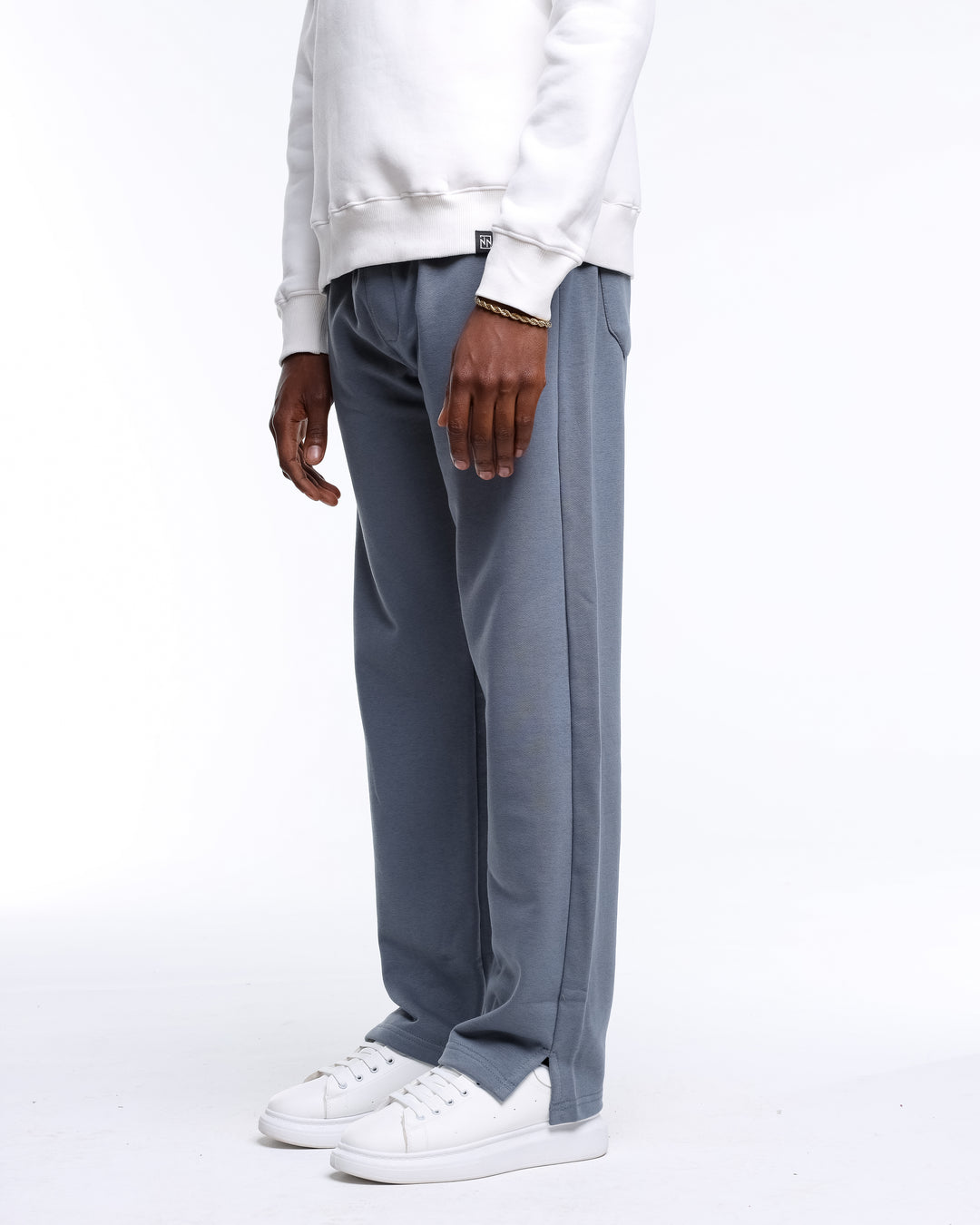 Baggy Fit Slate Grey Pants with Vent