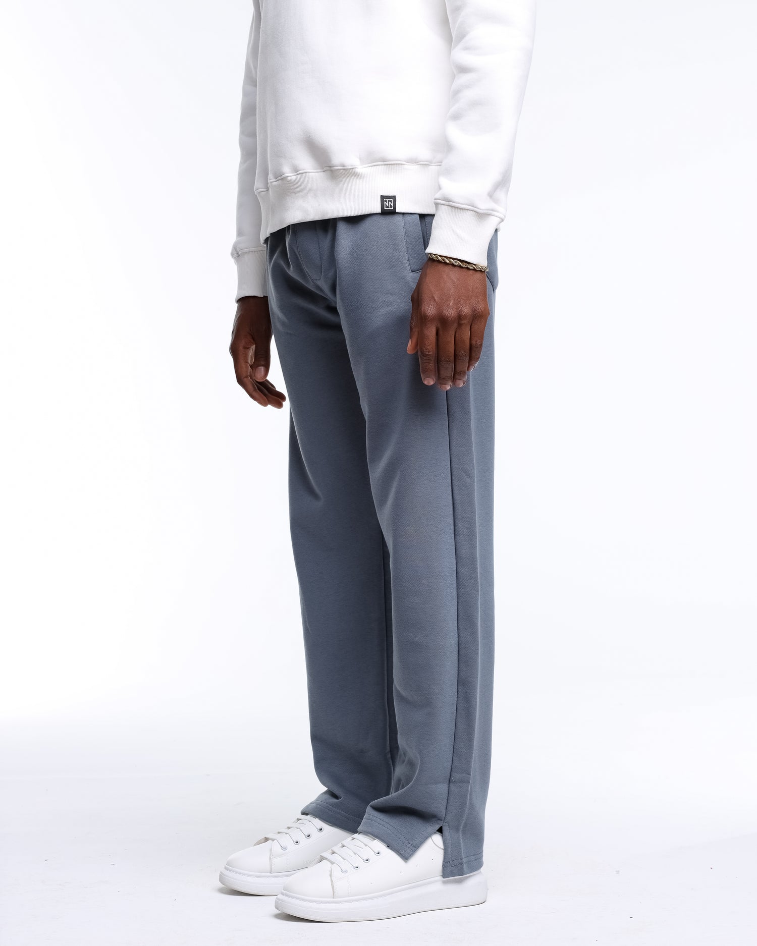 Baggy Fit Slate Grey Pants with Vent