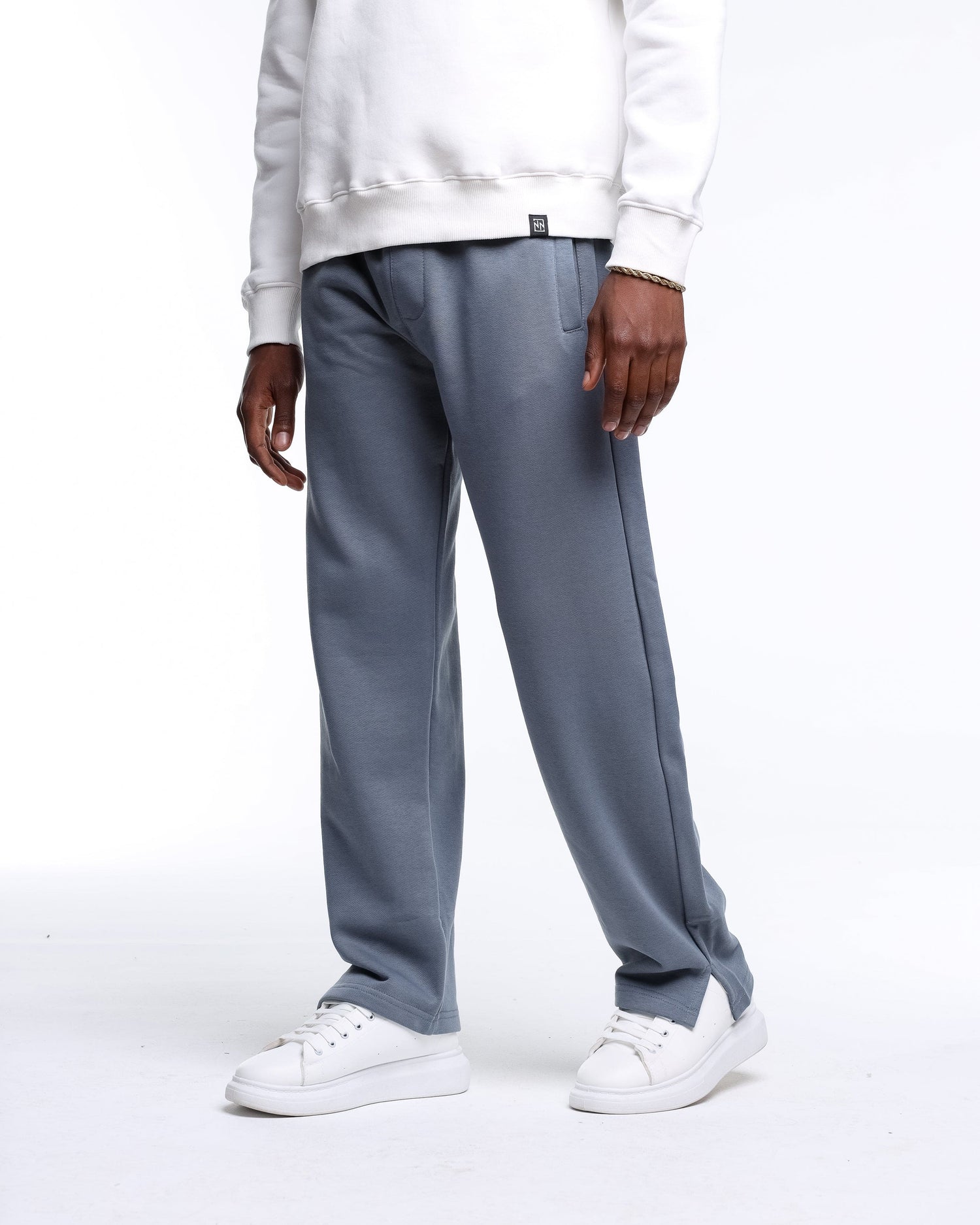 Baggy Fit Slate Grey Pants with Vent